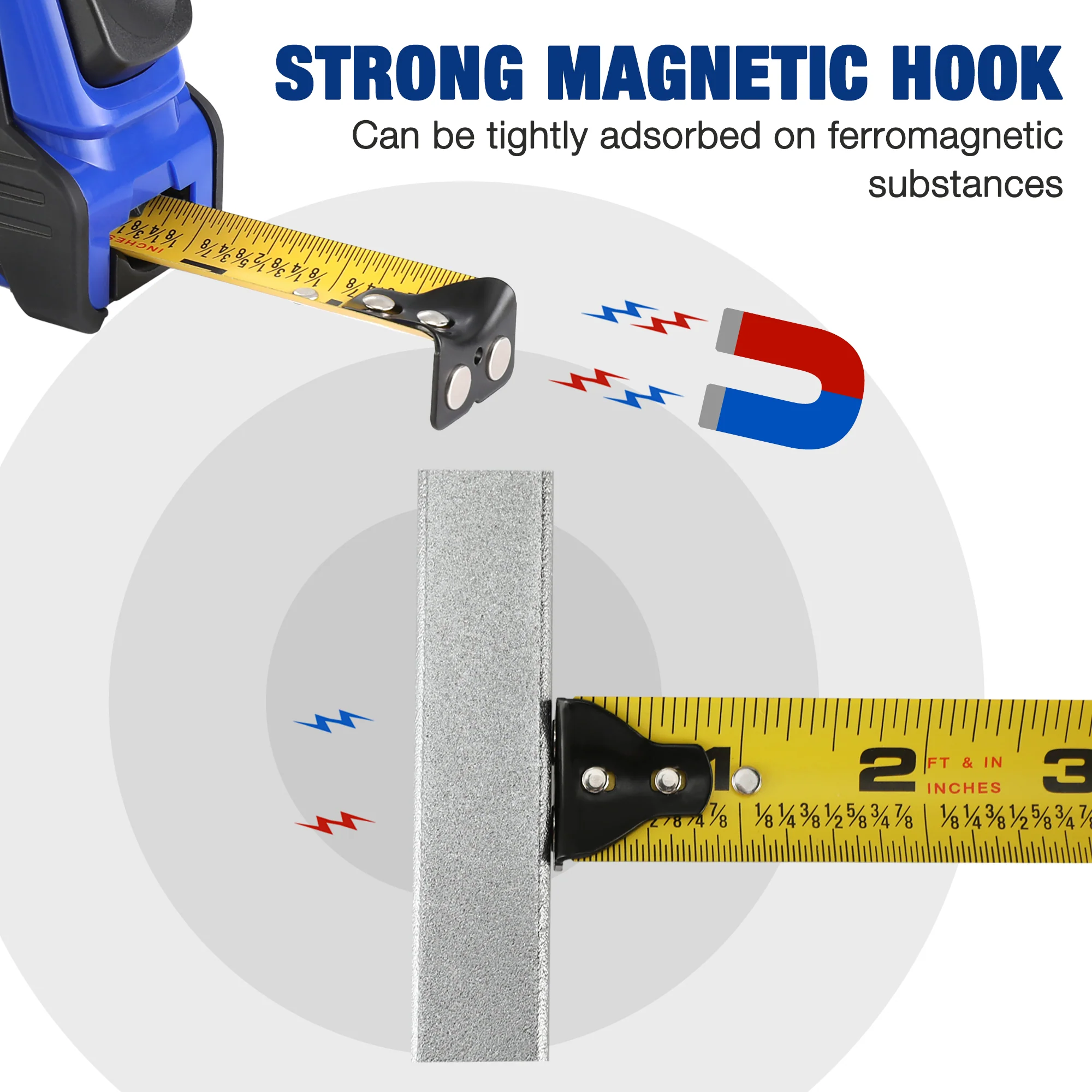 WORKPRO 25 FT Auto-Lock Tape Measure, 1/8 Fractions, 1/32 Double Shot Accuracy Measuring Tape for Engineer,with Magnetic Hook - Image 6