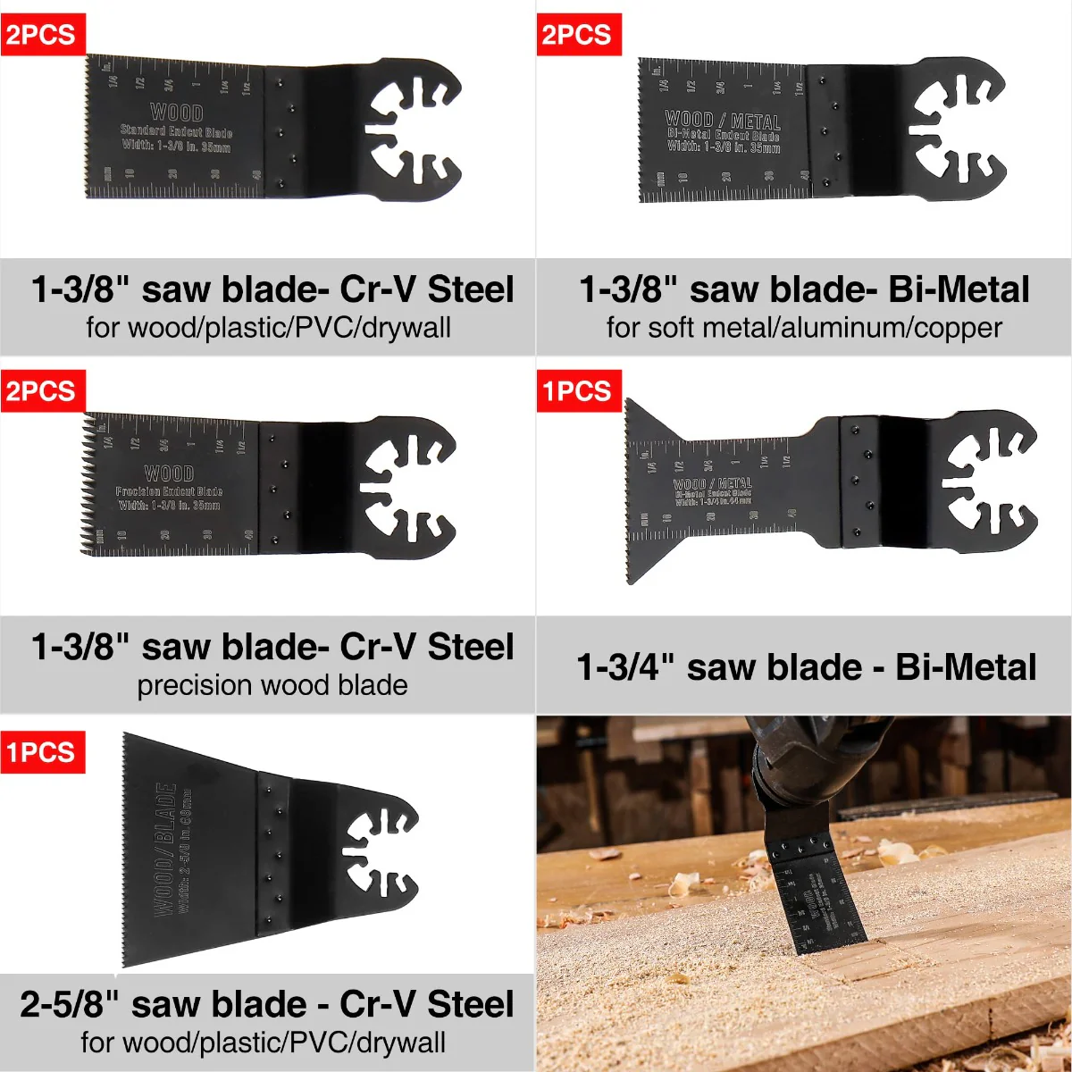 WORKPRO 25 Pcs Oscillating Saw Blades, Cutting Blade, Universal Multitool Accessory for Sanding, Grinding, and Cutting - Image 2