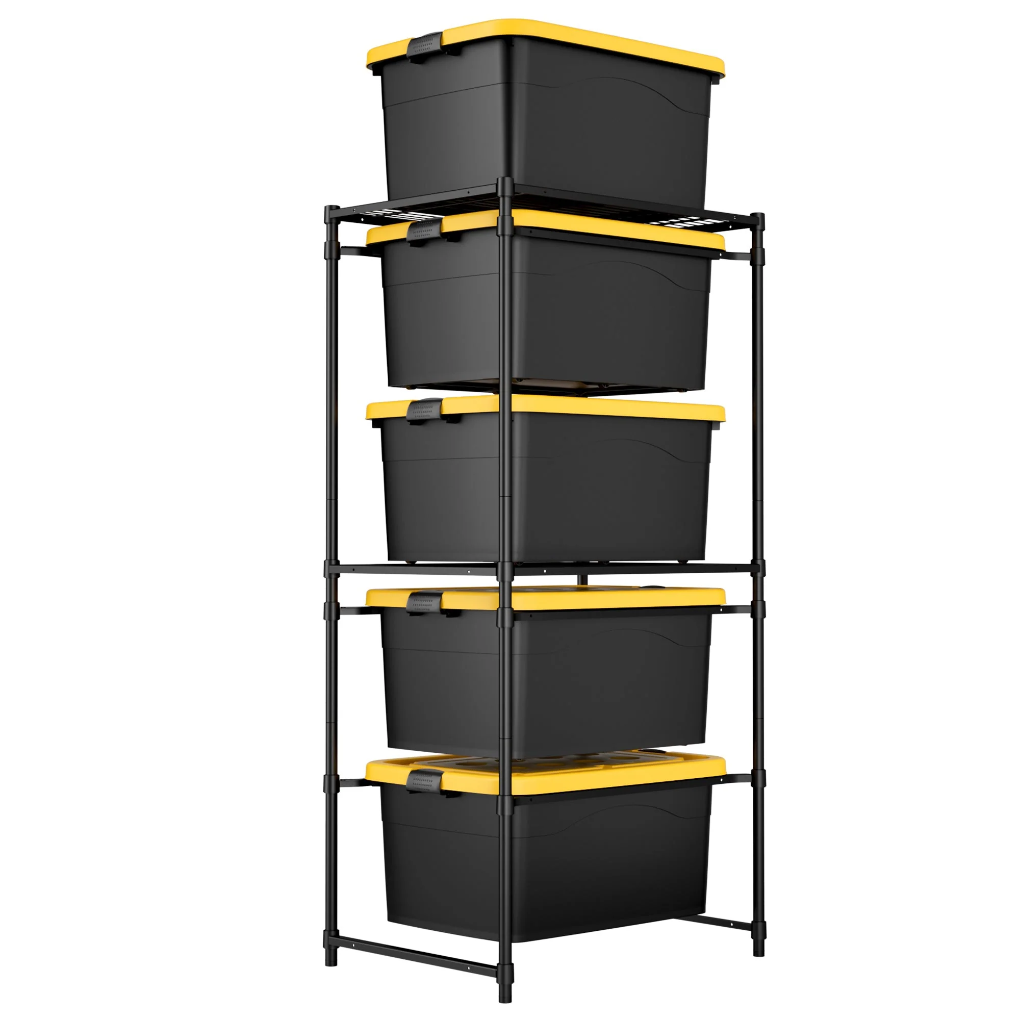 WORKPRO 250 LBS 5-Tier Bin Storage Rack for 27-Gallon Totes, Heavy Duty Metal Shelving Units for Garage, Basement, Pantry, Kitchen, Workspace, or Laundry Room, 30.5" x 22.5" x 69", Black - Image 10