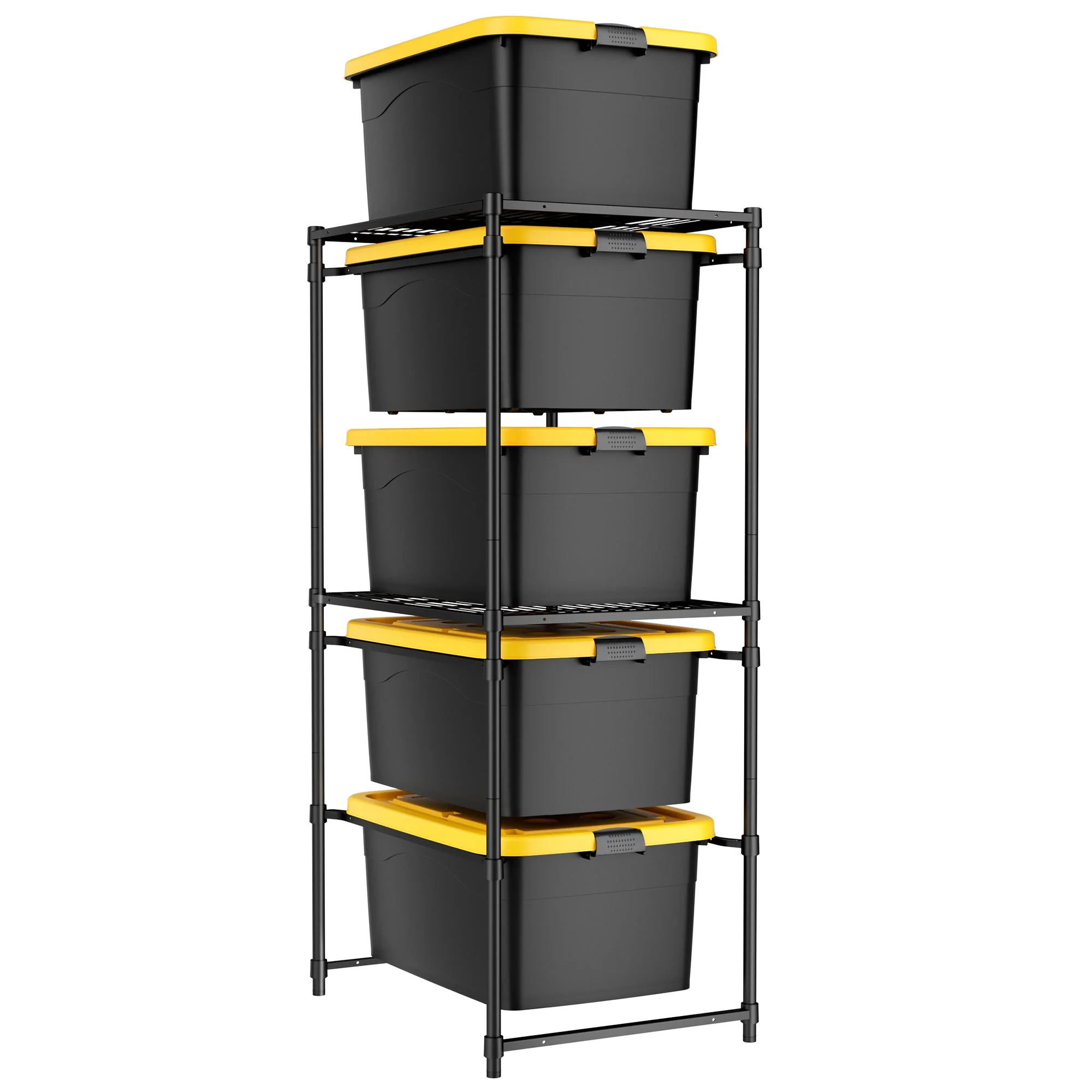 WORKPRO 250 LBS 5-Tier Bin Storage Rack for 27-Gallon Totes, Heavy Duty Metal Shelving Units for Garage, Basement, Pantry, Kitchen, Workspace, or Laundry Room, 30.5" x 22.5" x 69", Black - Image 11