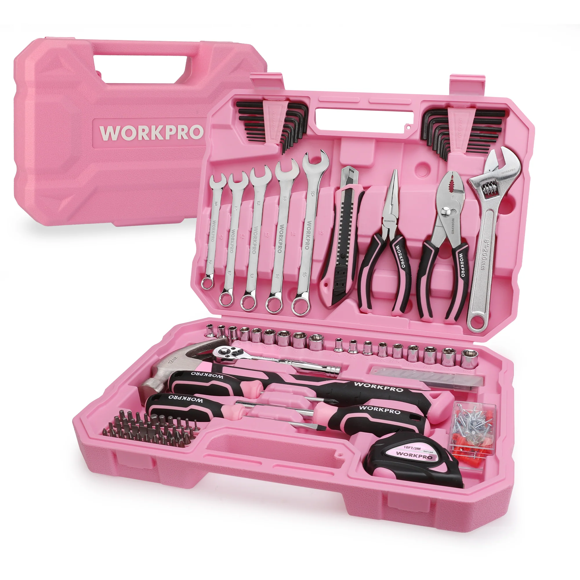 WORKPRO 258PCS / 284PCS Complete Household Tool Set - Pink Ribbon - Image 9