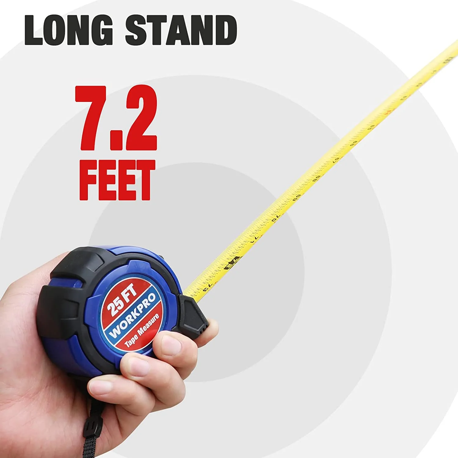 WORKPRO 25FT Tape Measure, 1/8 Fractions, and 1/32 Accuracy Easy Read Measuring Tape, Retractable Nylon Coating Measurement Tape - Image 3