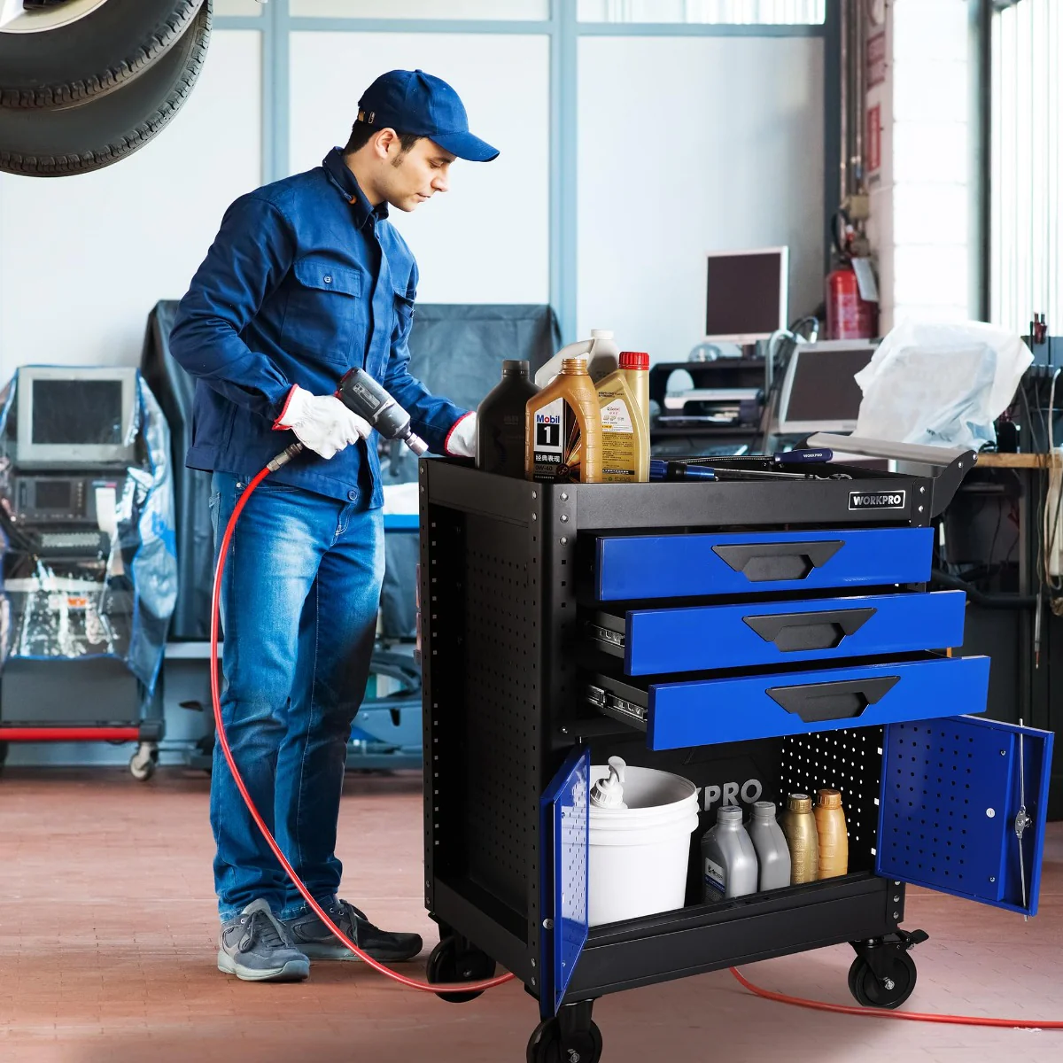 WORKPRO 27.5 Inch 3-Drawer Rolling Tool Chest with Wheels - Image 6