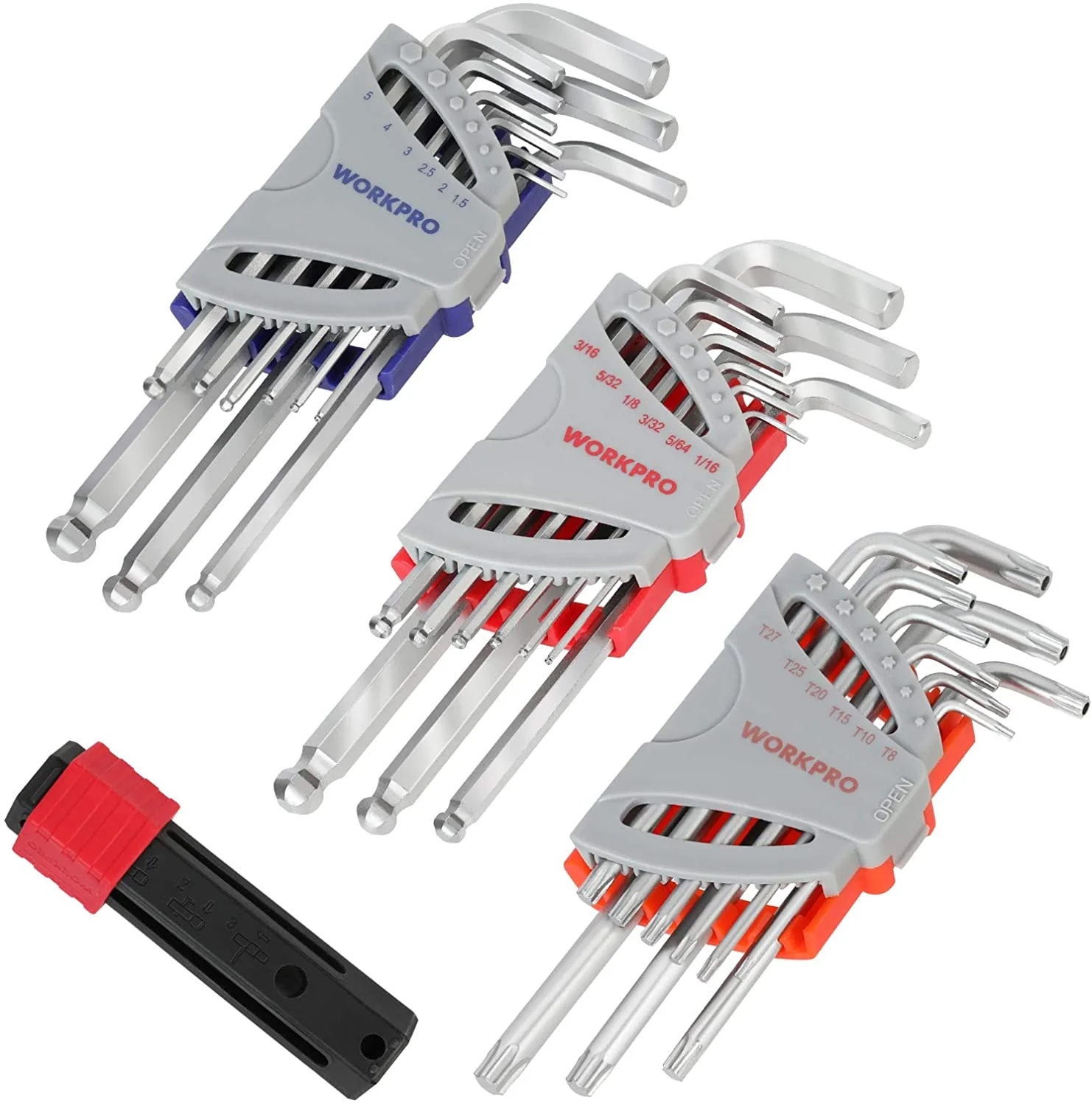 WORKPRO 27 Pcs Long Arm Ball End Allen Wrench Set for Excellent Grip and Torque Transfer