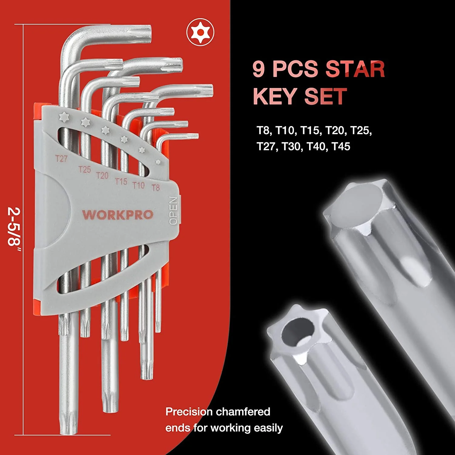 WORKPRO 27 Pcs Long Arm Ball End Allen Wrench Set for Excellent Grip and Torque Transfer - Image 4