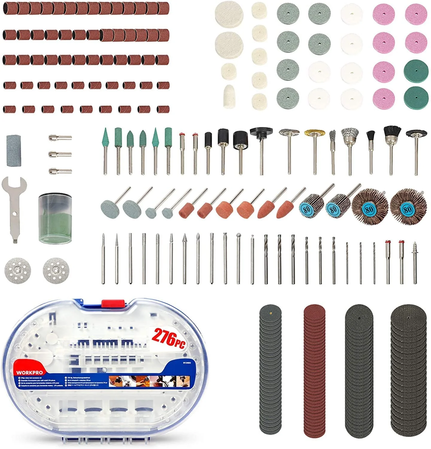 WORKPRO 276 Pcs Rotary Tool Accessories Kit Cutting Carving and Polishing Universal Fitment - Image 3