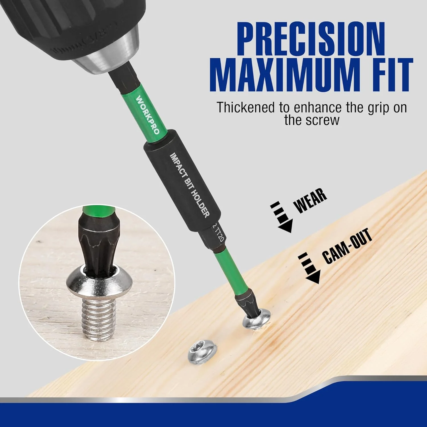 WORKPRO 27pcs Impact Torx Bit Set (TT7-TT40), Security Torx Bit Set, CNC Machined S2 Steel Tamper Proof Torx Bit with Magnetic Tip, 1/4" Hex-Shank, 1"&2" Long Star Bits with Extension and Storage Box - Image 7