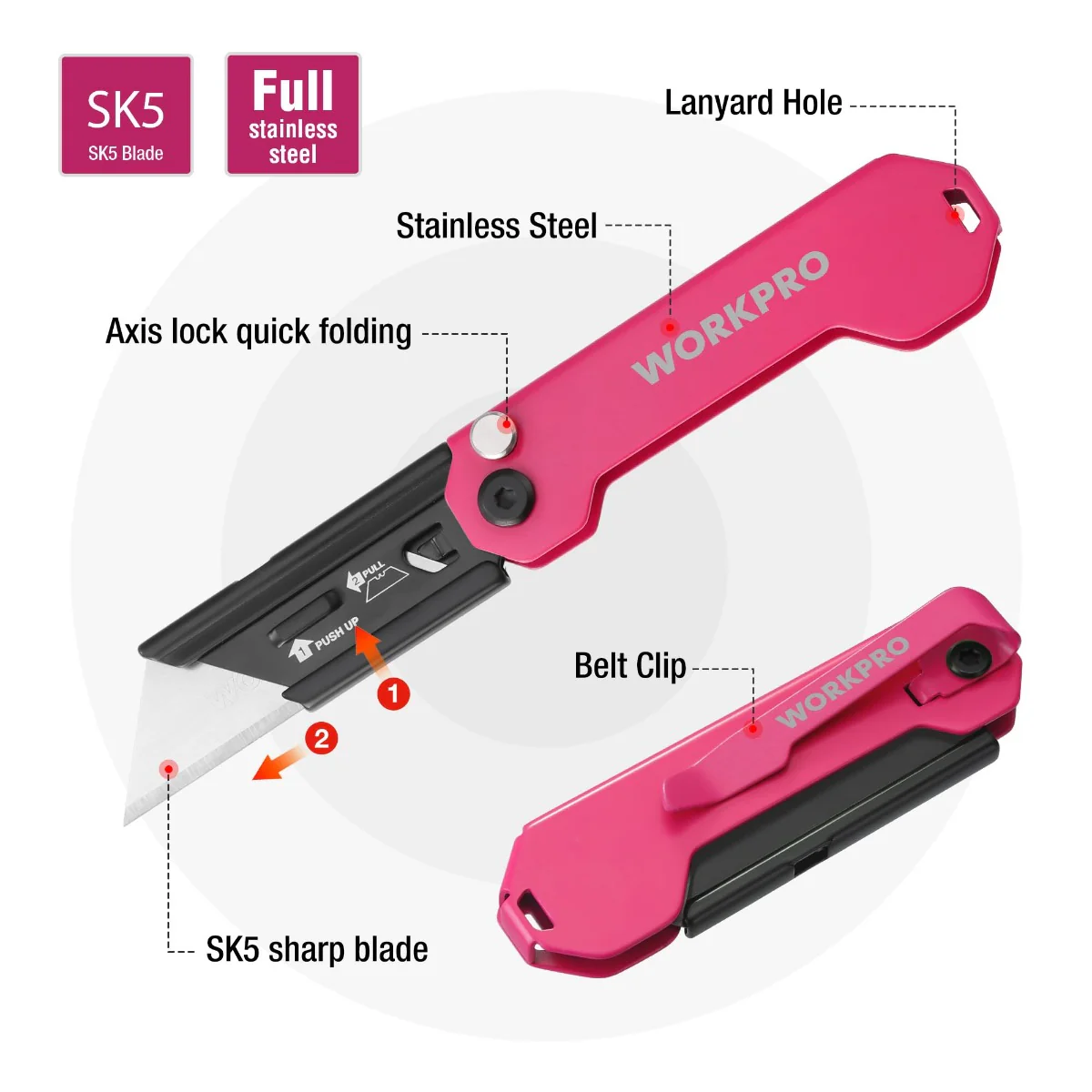 WORKPRO 2PC EDC Folding Utility Knife - Image 19