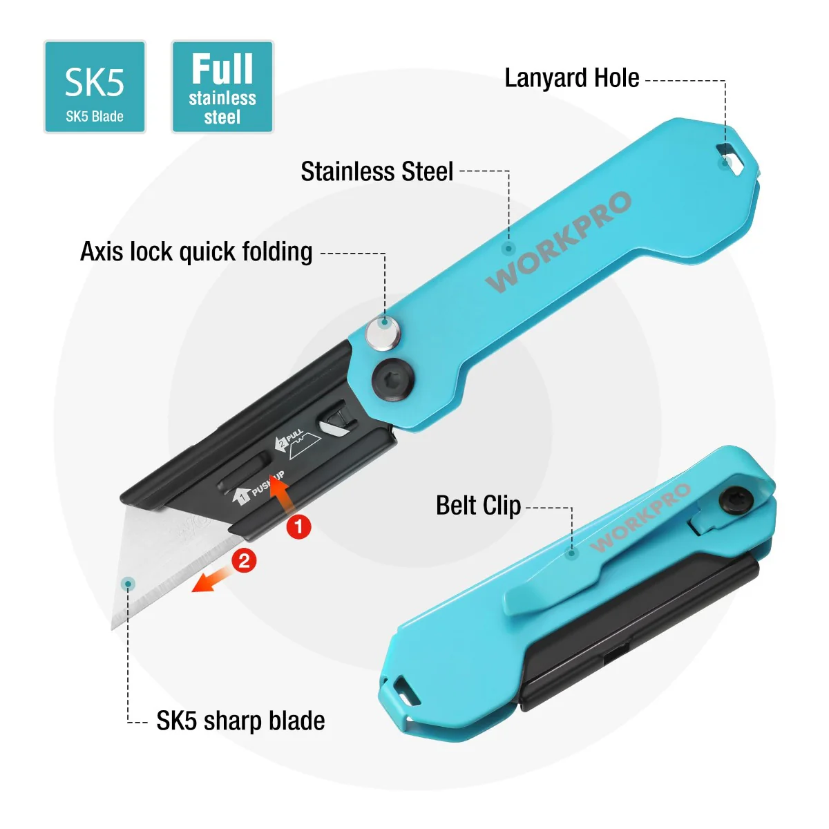 WORKPRO 2PC EDC Folding Utility Knife - Image 3