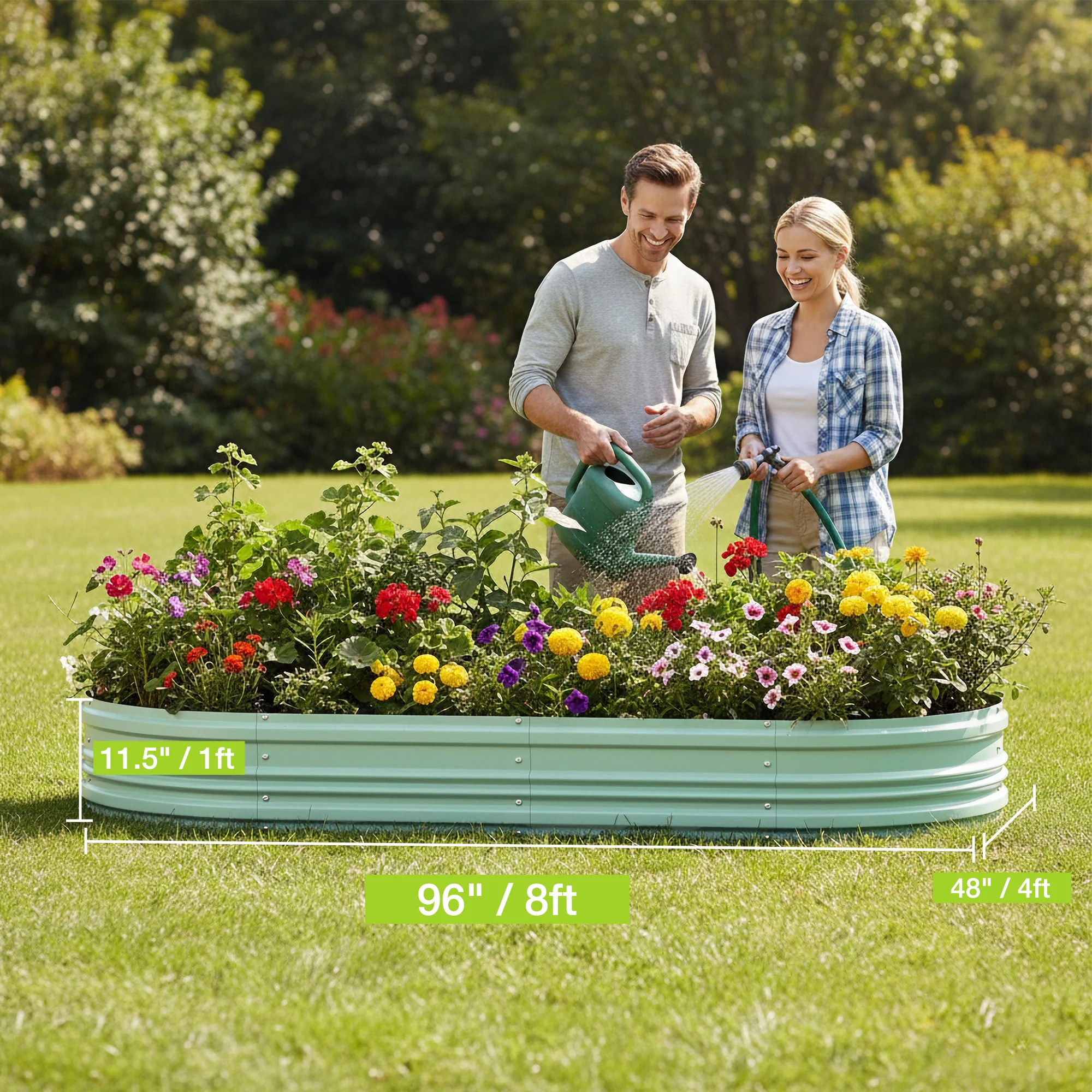 WORKPRO 2PK 8x4x1ft Outdoor Galvanized Raised Garden Bed, Easy Assembly Planter Raised Beds for Vegetable, Flowers, Herbs, Green - Image 10