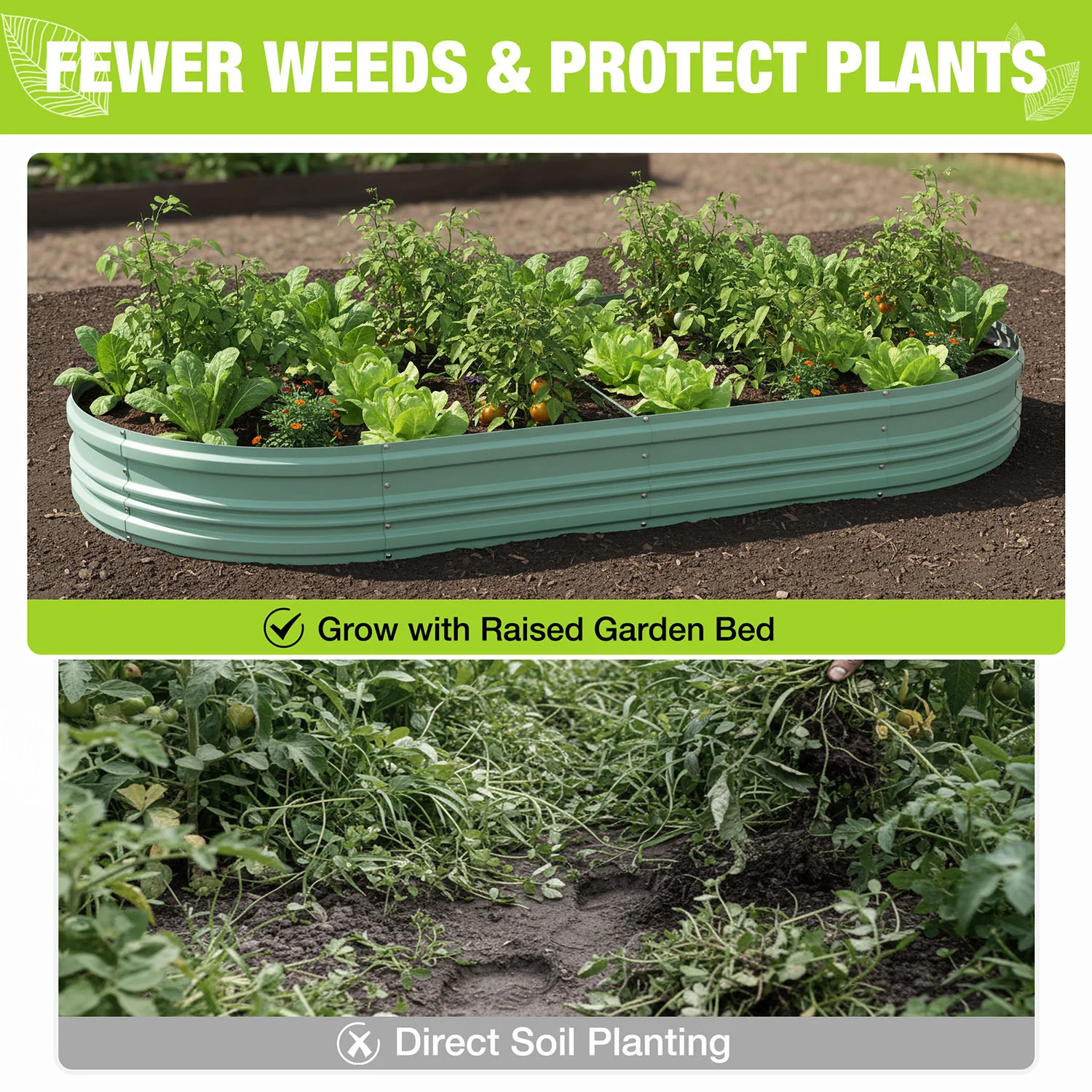 WORKPRO 2PK 8x4x1ft Outdoor Galvanized Raised Garden Bed, Easy Assembly Planter Raised Beds for Vegetable, Flowers, Herbs, Green - Image 6