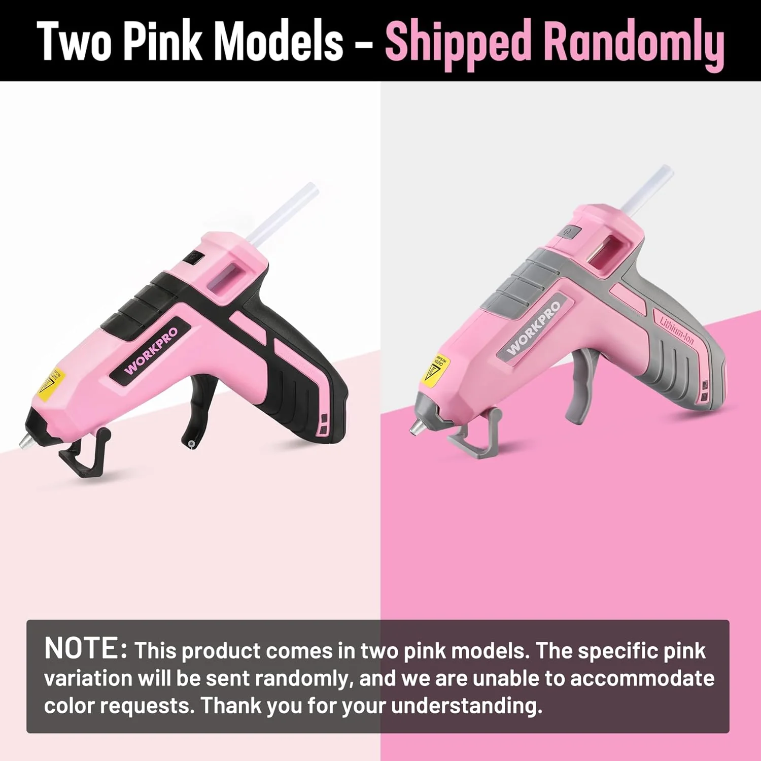 WORKPRO 3.6V Cordless Hot Glue Gun (Upgrade), with 20 Pcs Premium Mini Glue Sticks- Pink Ribbon - Image 4