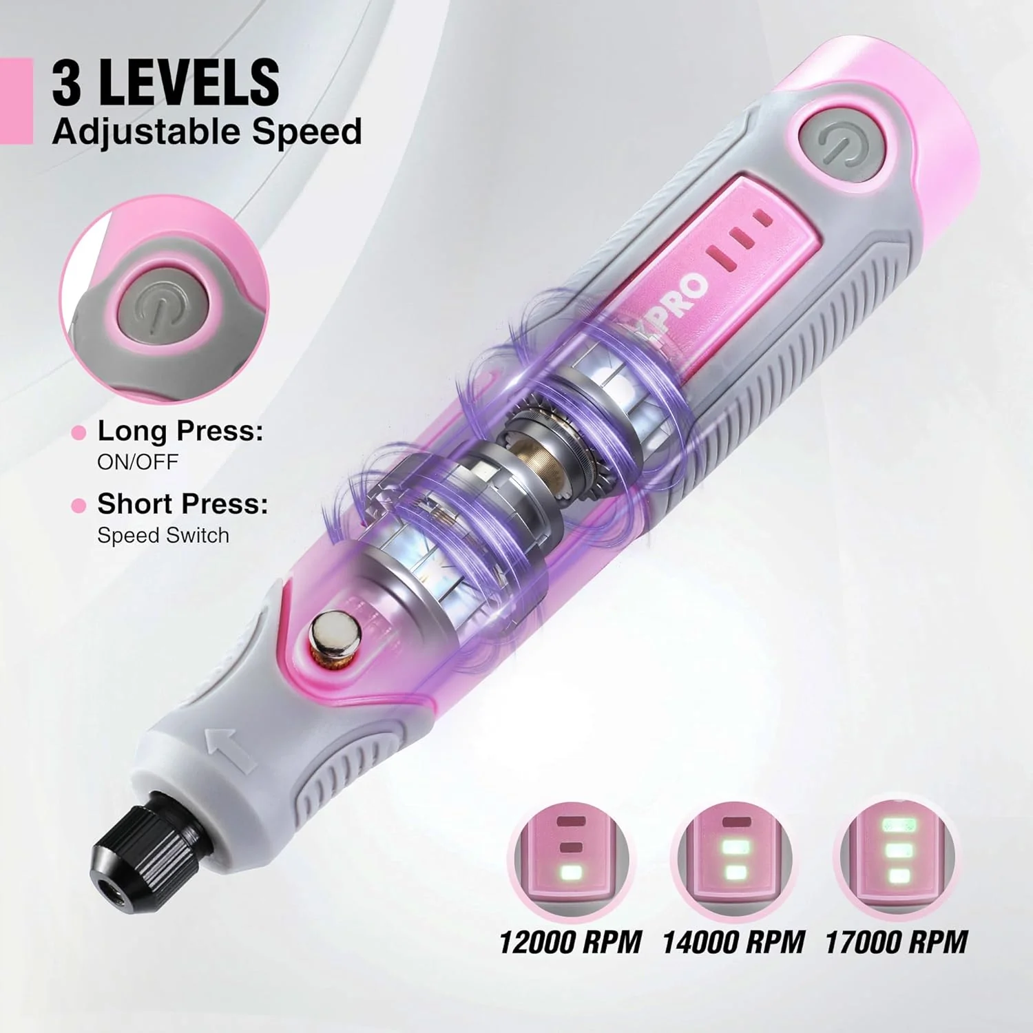 WORKPRO 3.6V Pink Electric Cordless Rotary Tool Set - Pink Ribbon - Image 4