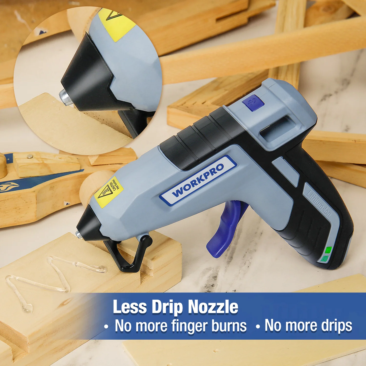 WORKPRO 3.6V Upgrade Cordless Less-drip Hot Glue Gun Kit with 20 Pcs Premium Mini Glue Sticks - Image 5