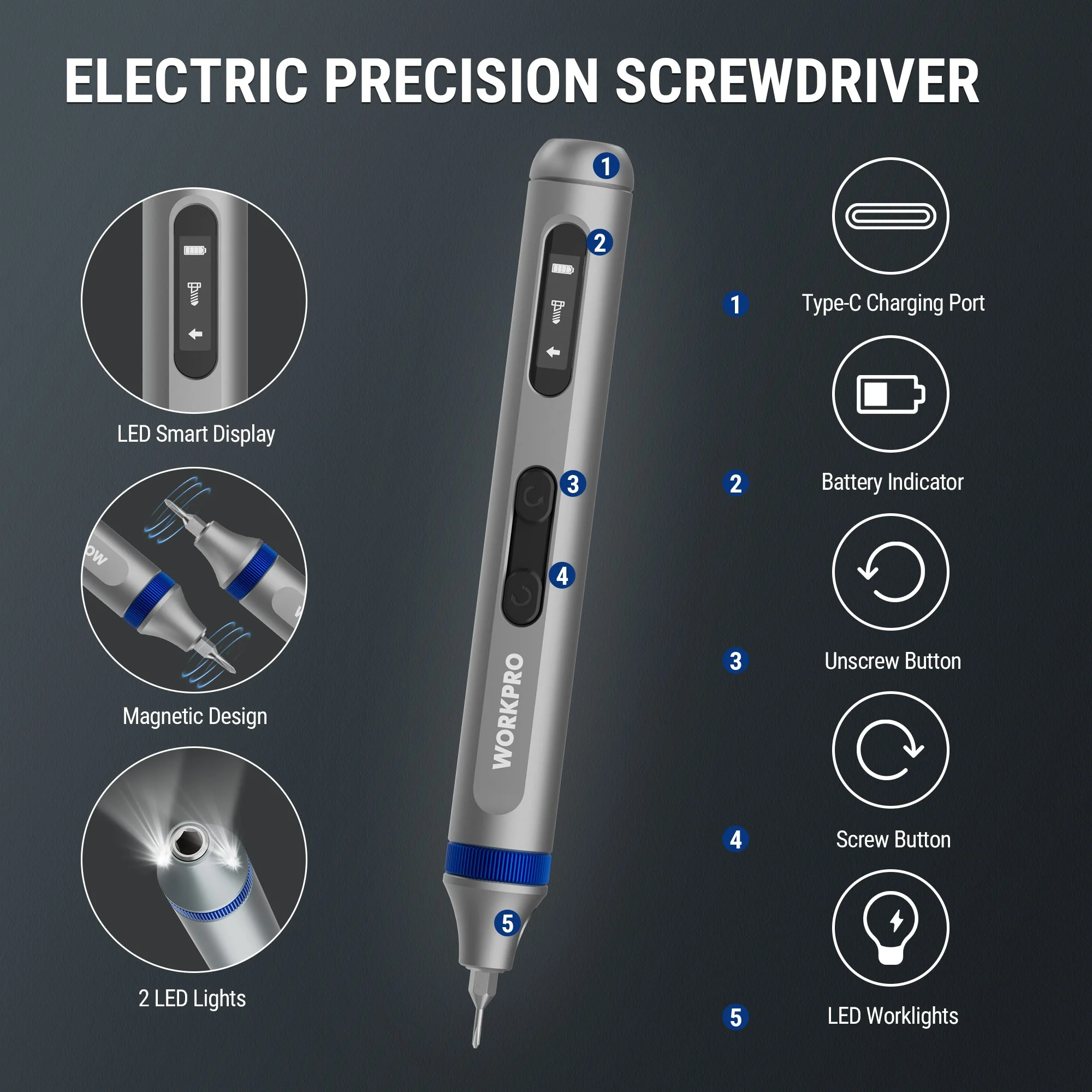 WORKPRO 3.7V 52-in-1 Electric Precision Screwdriver Kit - Image 3
