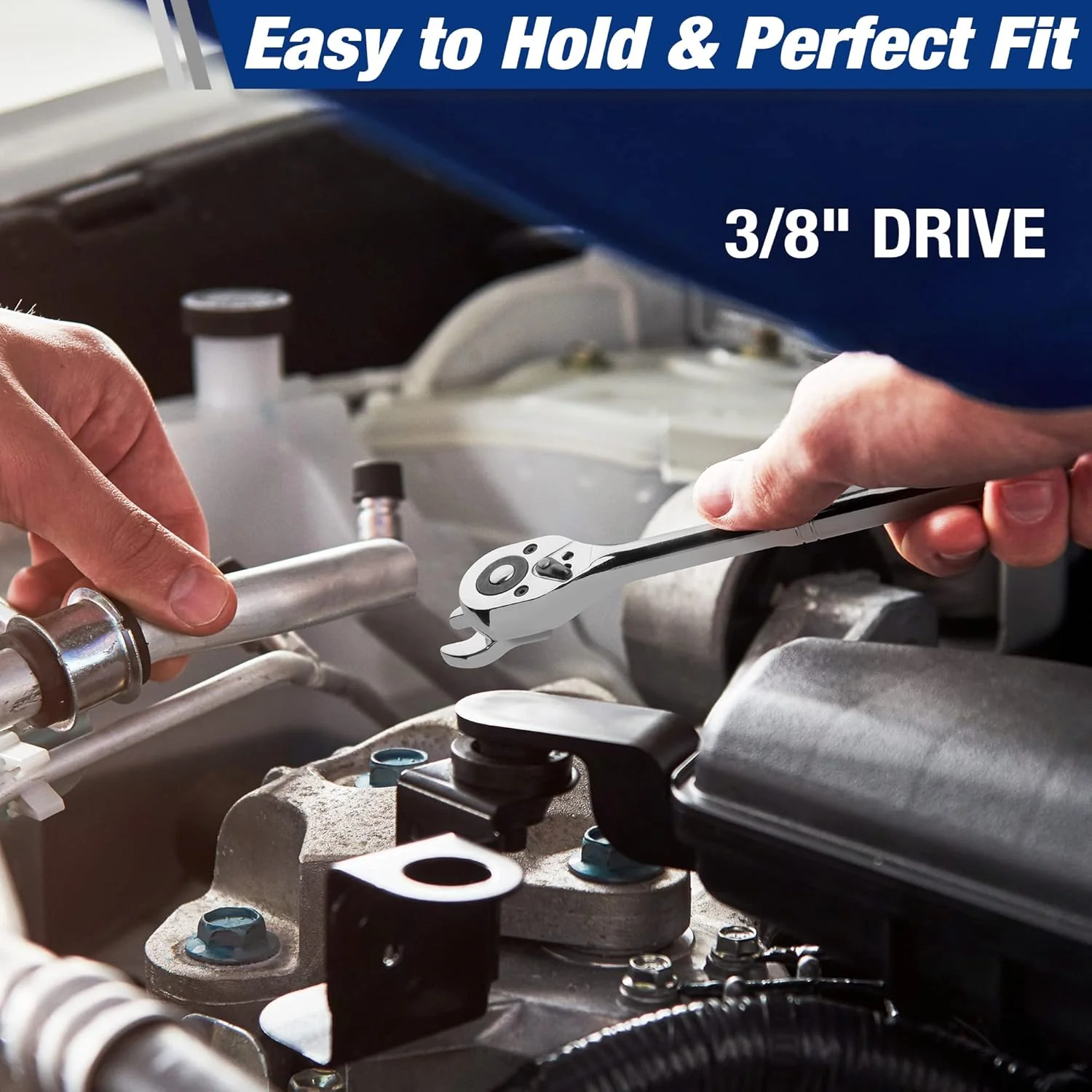 WORKPRO 3/8" Drive Crowfoot Wrench Set, 10-Piece Metric Open-End Wrenches with Clip-on Organizer, 10-19mm, Great for Automotive Repair Work Hard-To-Reach Areas - Image 5