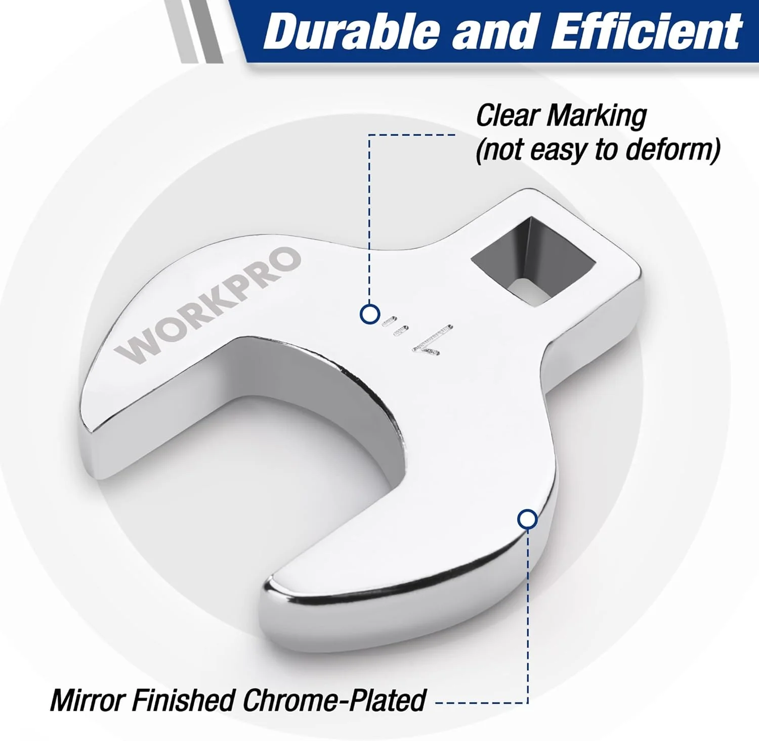 WORKPRO 3/8" Drive Crowfoot Wrench Set, 10-Piece SAE Open-End Wrenches with Clip-on Organizer, 3/8"-1", Great for Automotive Repair Work Hard-To-Reach Areas - Image 2