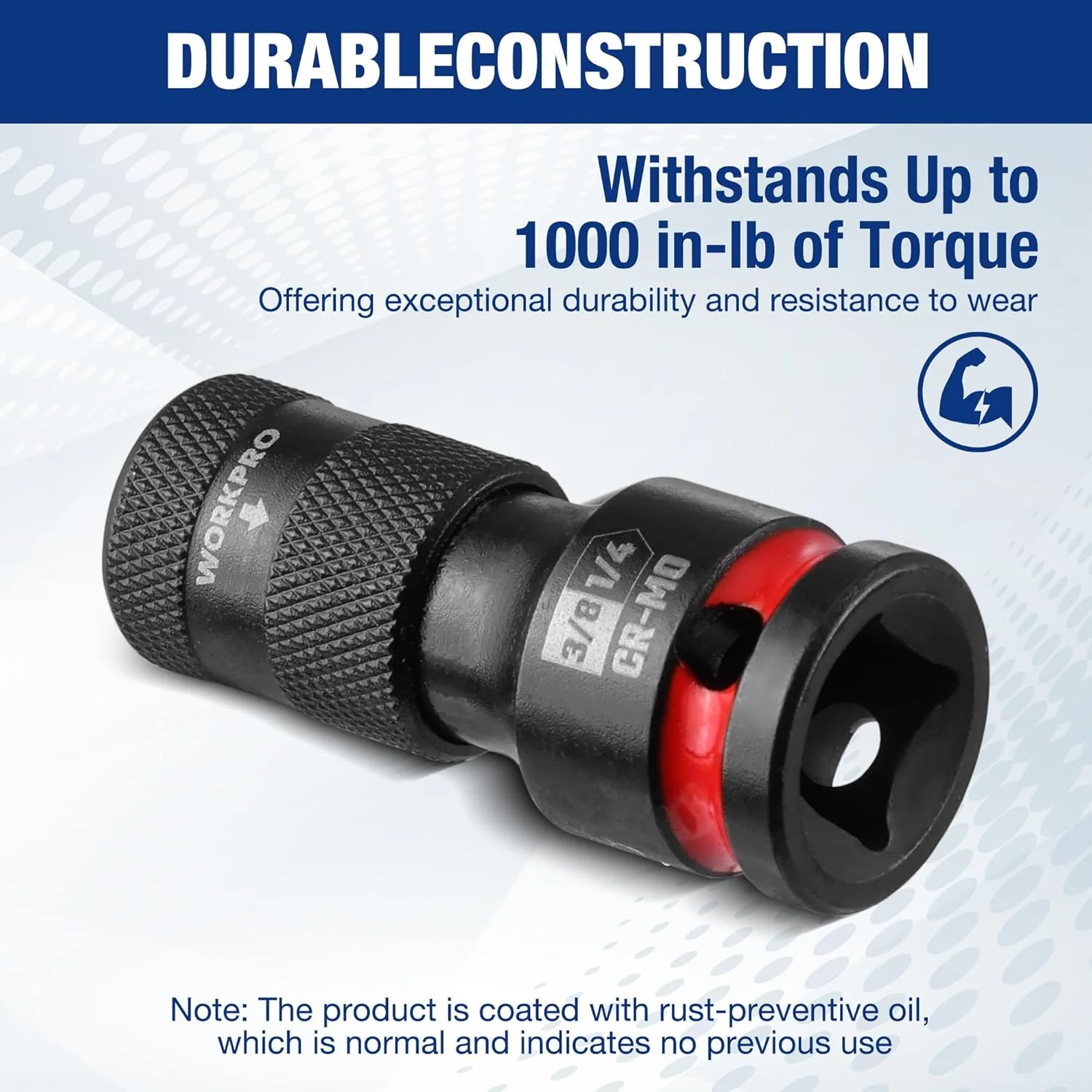WORKPRO 3/8-inch Square to 1/4-inch Hex Quick Release Impact Socket Adapter and Bit Holder for Ratchet Wrenches, Drivers, Drills - Made from Durable CR-MO Steel - Image 6