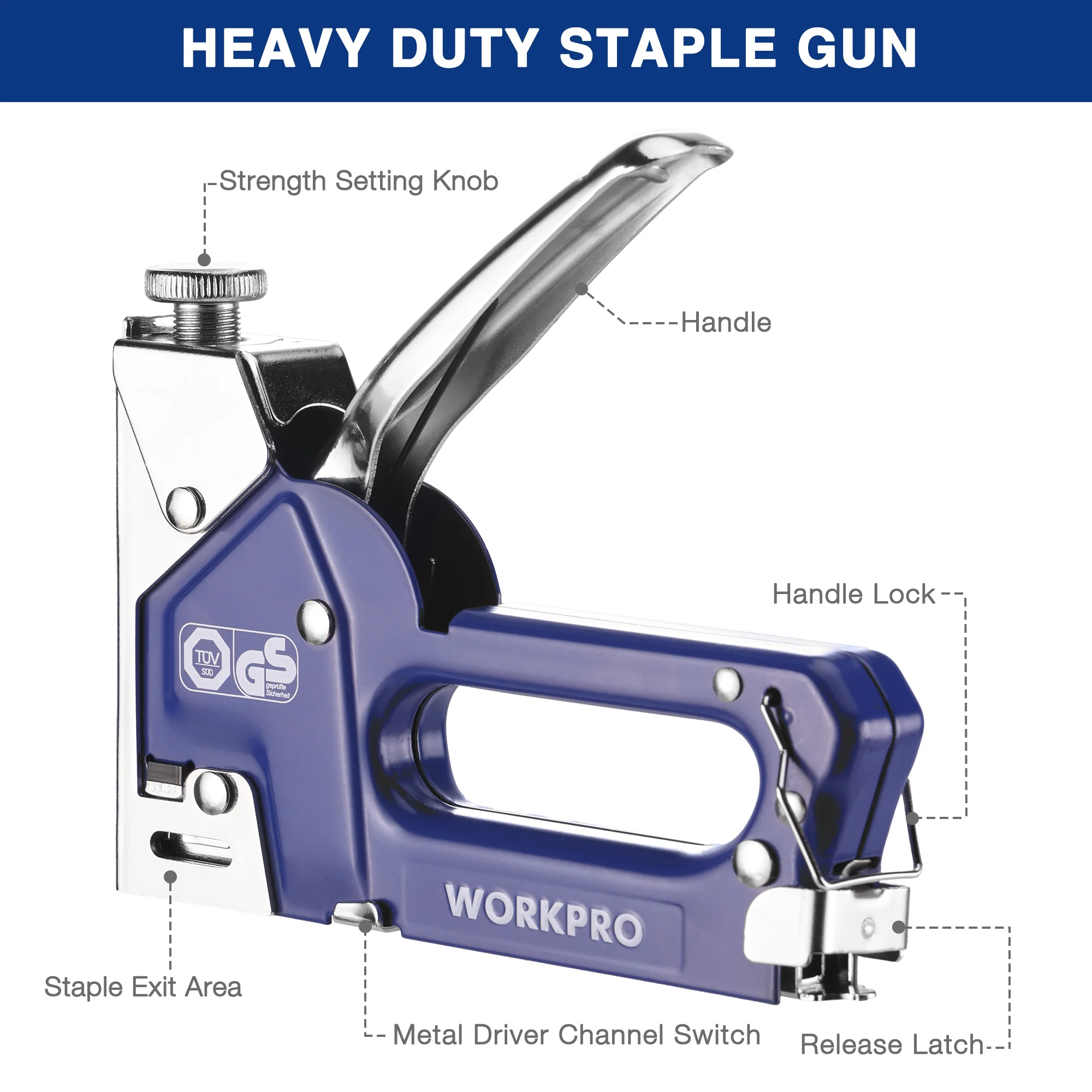 WORKPRO 3-in-1 Heavy Duty Staple Gun Kit with 1500 Staples & Remover - Image 2