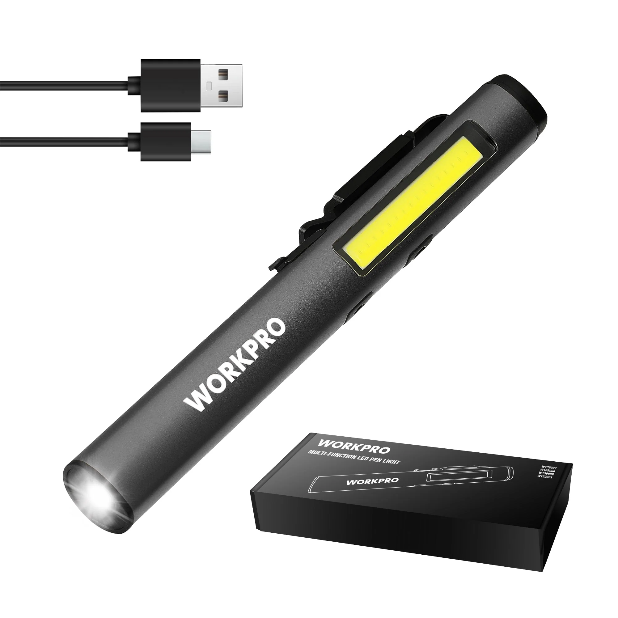 WORKPRO 3-in-1 UV and LED Pen Flashlight, Rechargeable Mini Pocket Penlight with 365 nm Black Light, 450 Lumen White Floodlight, for Inspection, Work, Repair, Pet Secretion Detection - Image 2