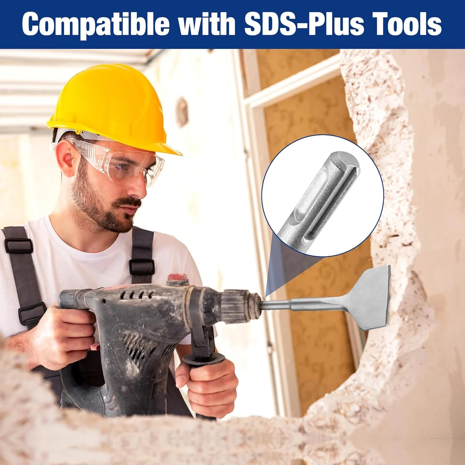 WORKPRO 3-inch SDS Plus Chisel, Cranked Angled Bent Tile Removal Chisel for Tile, Laminate Floor, Wall Moldings, Compatible with SDS-Plus Tools - Image 4
