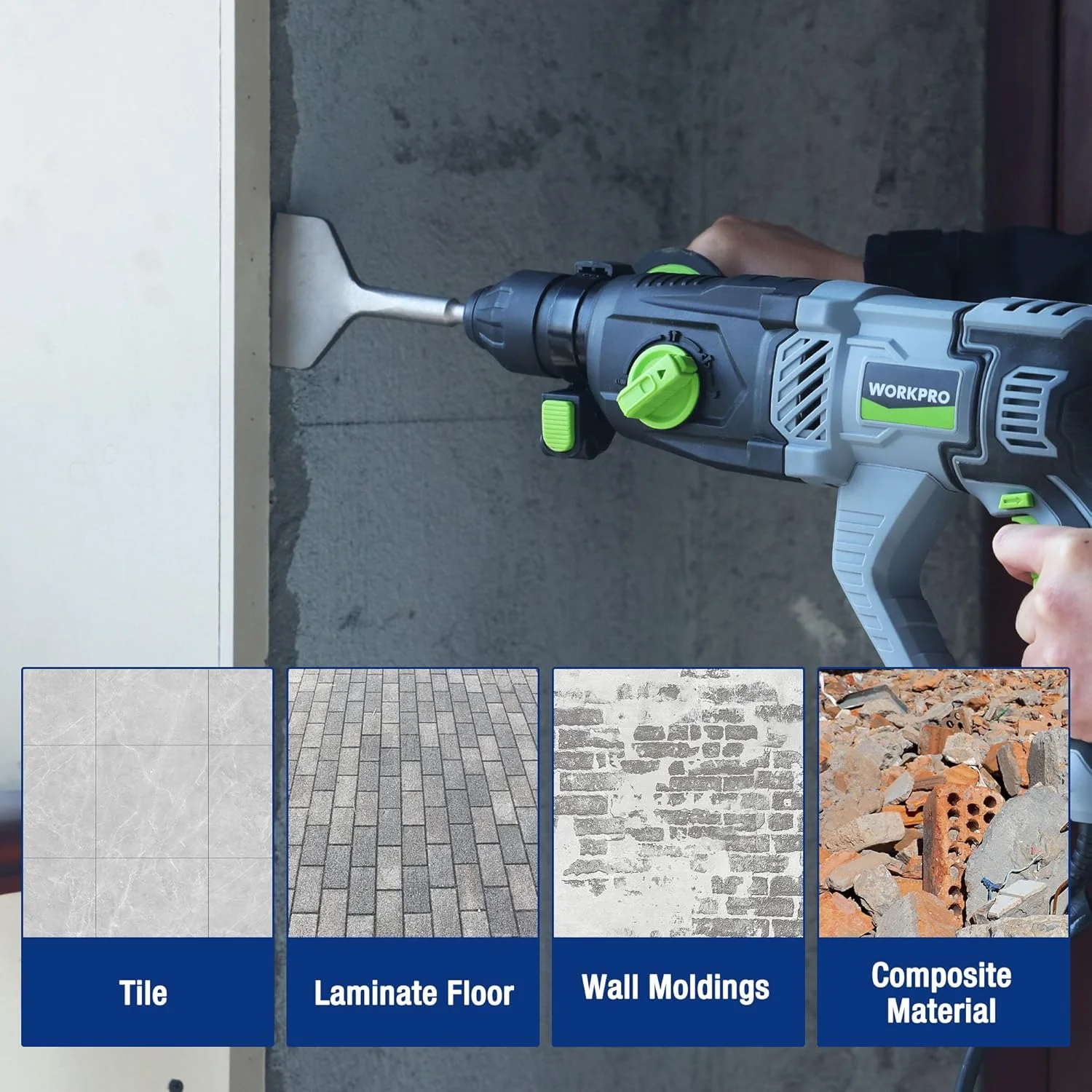 WORKPRO 3-inch SDS Plus Chisel, Cranked Angled Bent Tile Removal Chisel for Tile, Laminate Floor, Wall Moldings, Compatible with SDS-Plus Tools - Image 7