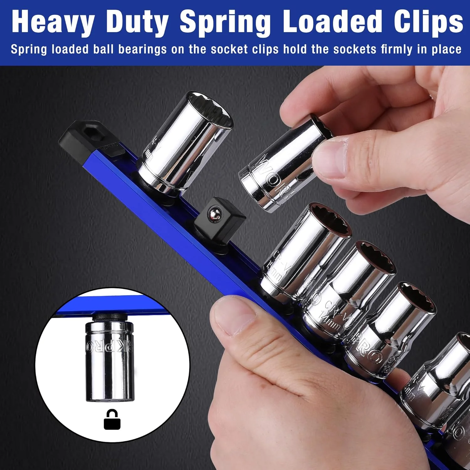 WORKPRO 3 Pcs Aluminum Alloy Magnetic Socket Organizer Set, Heavy Duty Socket Holder 1/4-Inch x 12 Clips, 3/8-Inch x 10 Clips, 1/2-Inch x 10 Clips (Socket not Included) - Image 12