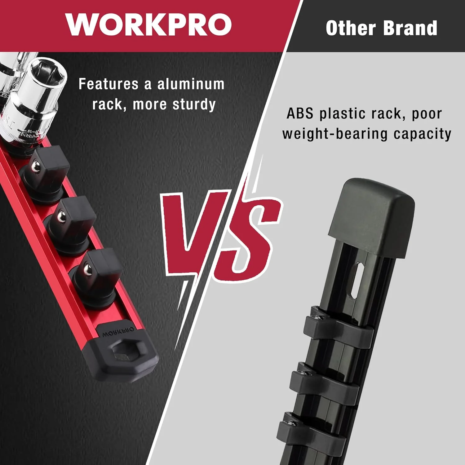 WORKPRO 3 Pcs Aluminum Alloy Magnetic Socket Organizer Set, Heavy Duty Socket Holder 1/4-Inch x 12 Clips, 3/8-Inch x 10 Clips, 1/2-Inch x 10 Clips (Socket not Included) - Image 4