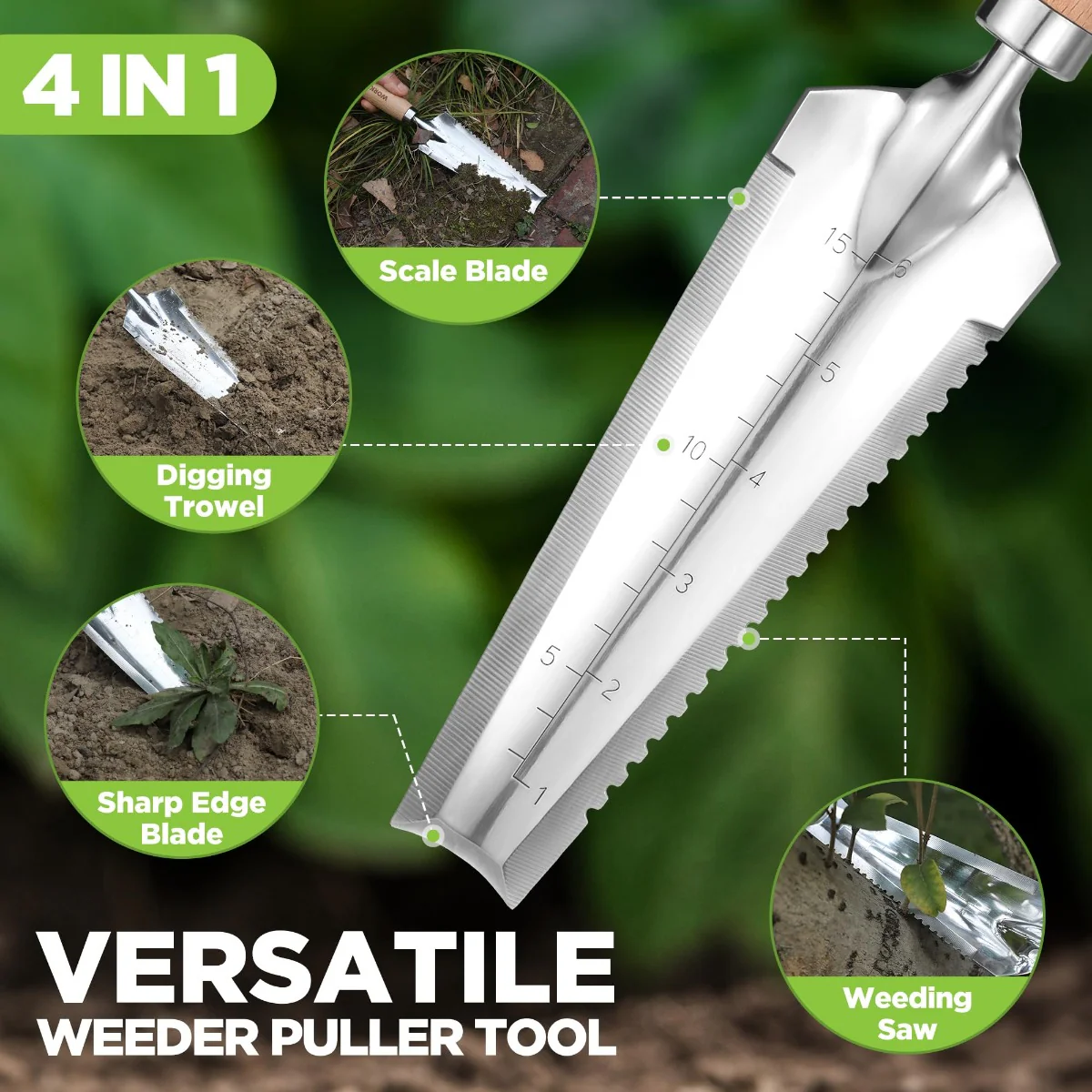 WORKPRO 3 Pcs Weed Puller, Crack Weeder and Hand Trowel Garden Tool Set - Image 5