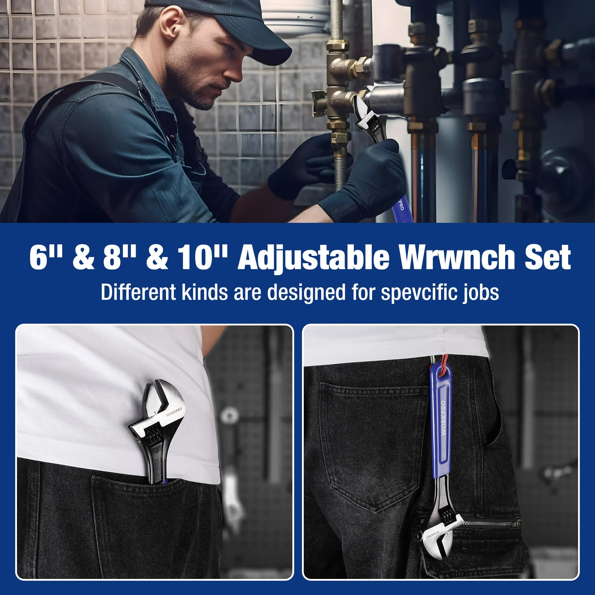 WORKPRO 3-Piece Adjustable Wrench Set - Image 2