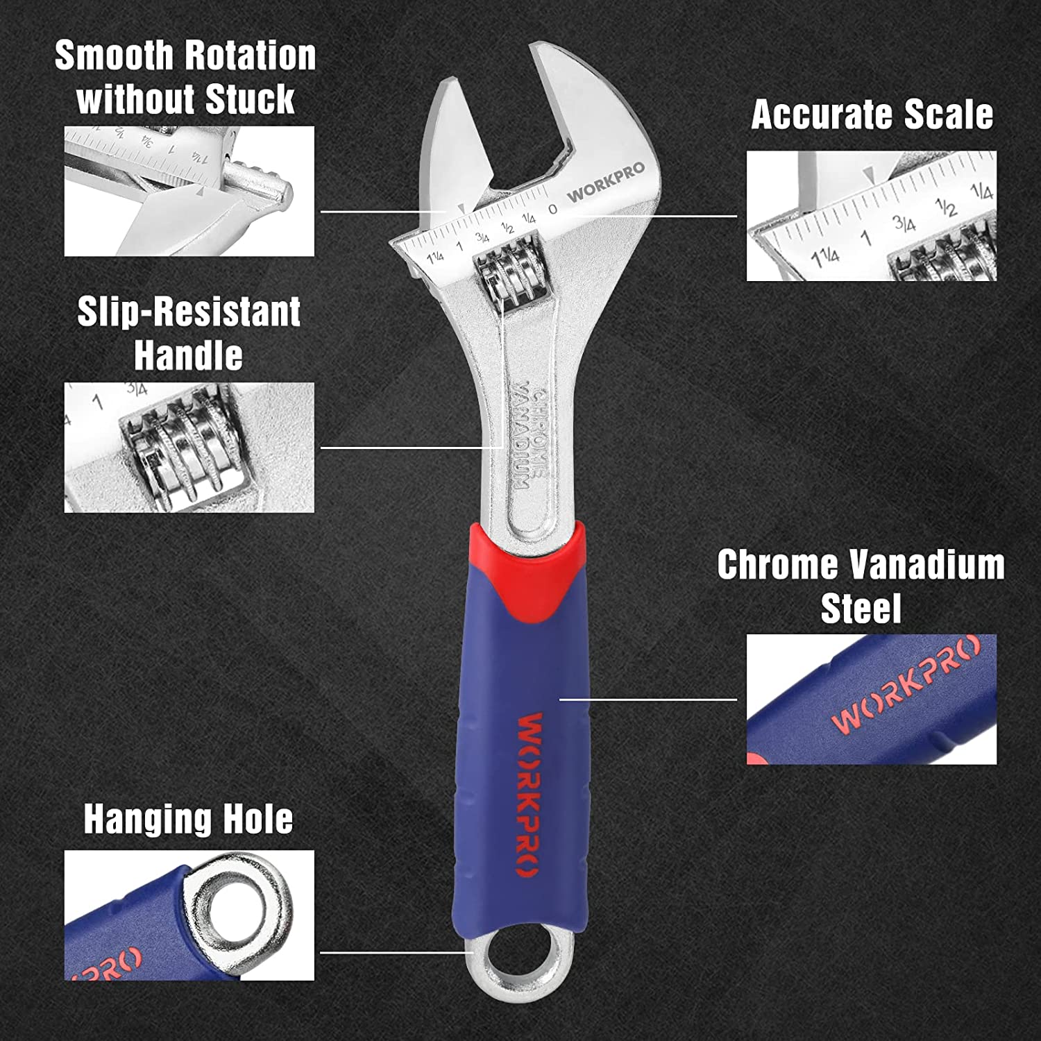 WORKPRO 3 Pcs Adjustable Wrench Set - Image 3
