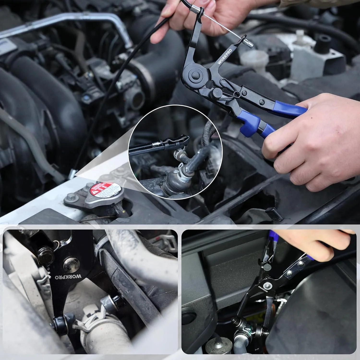 WORKPRO 3-Piece Hose Clamp Pliers Set with Pouch - 27" Long Reach Wire Spring Hose Clamp Plier & Angled Spring Clamp & Flat Band Pliers for Removal, Installation of Ring - Image 6