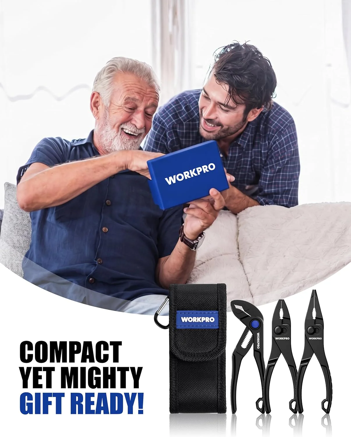 WORKPRO 3-Piece Mini Pliers Set with Pouch, 4-Inch Slip Joint Plier & 4-Inch Water Pump Plier & 4.5-Inch Long Nose Slip Joint Plier, High-Toughness Pocket Pliers for Tight Spaces & Versatile Use - Image 2