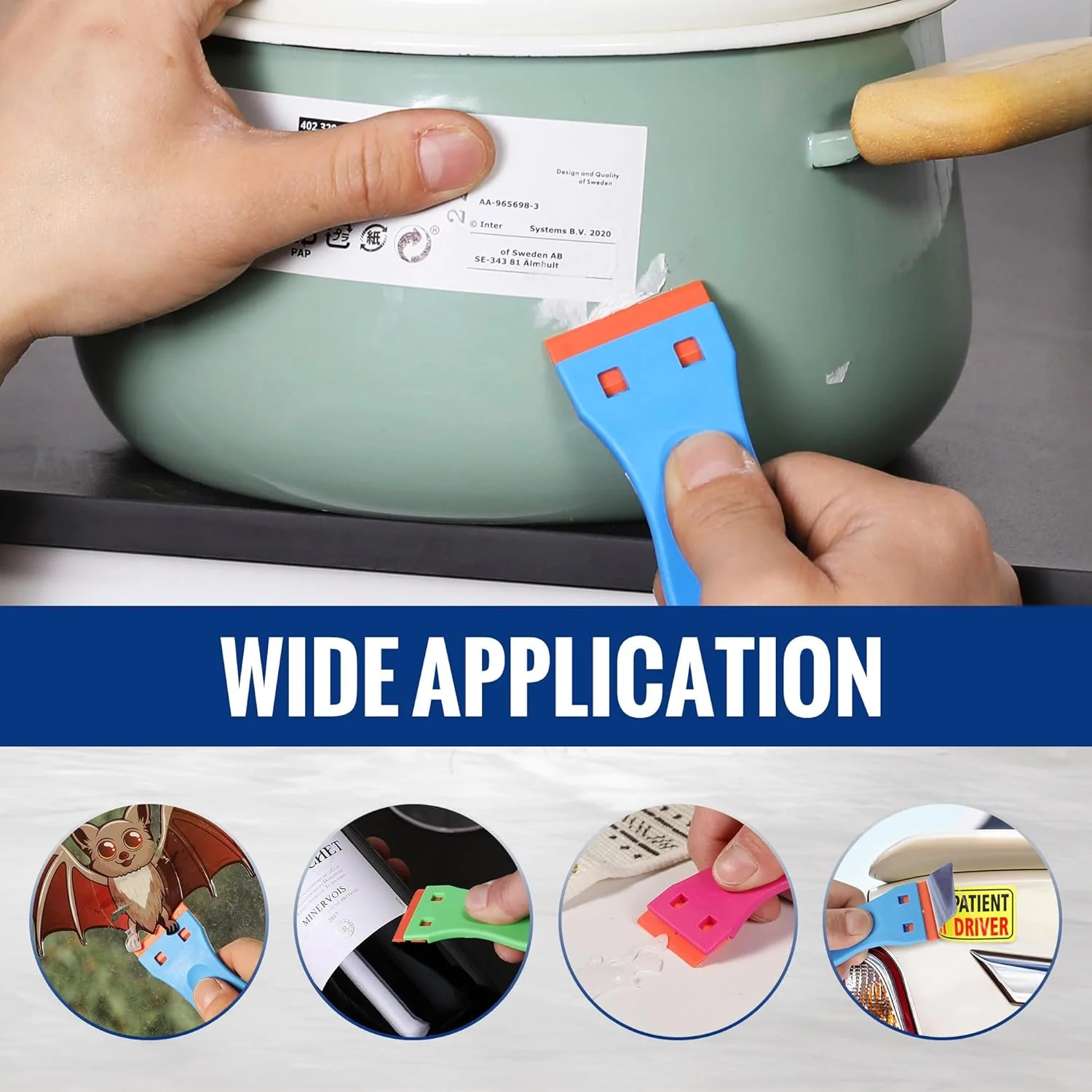 WORKPRO 3-Piece Plastic Razor Blade Scraper with 120 Pcs Plastic Razor Blades, for Gasket Remover, Labels Decal and Adhesive Remover for Windows and Glass - Image 6