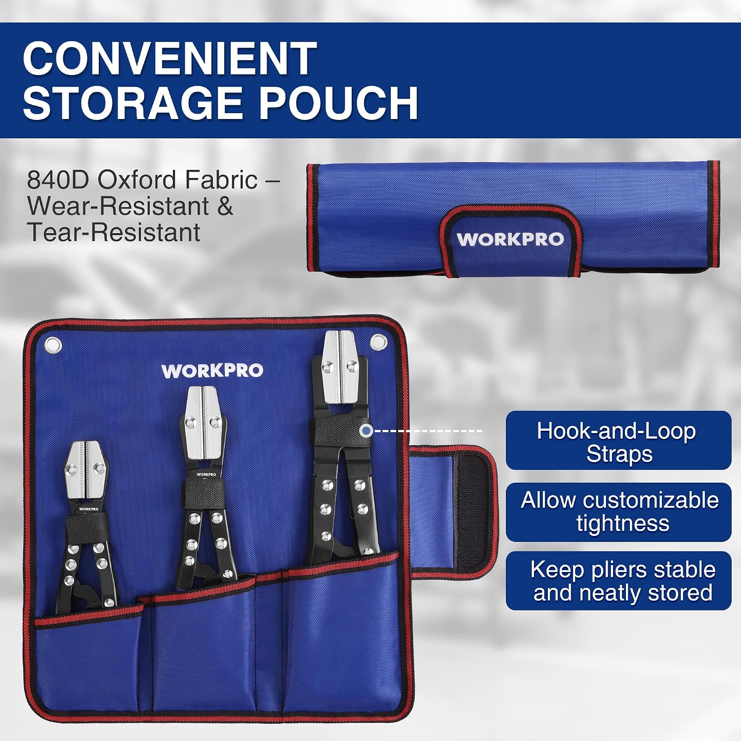 WORKPRO 3-Piece Ratcheting Hose Pinch Off Pliers Set, 8", 10", 12" Locking Hose Pinch Pliers Set with Storage Bag - for Radiator, Coolant, Automotive, Fuel Lines - Image 5
