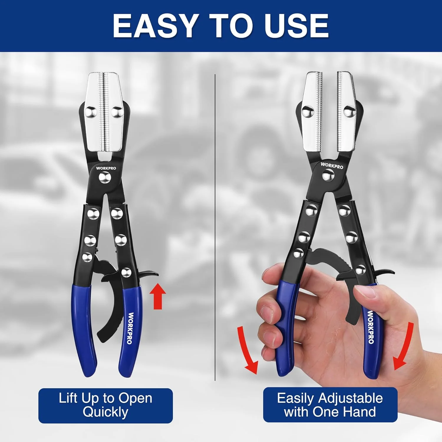 WORKPRO 3-Piece Ratcheting Hose Pinch Off Pliers Set, 8", 10", 12" Locking Hose Pinch Pliers Set with Storage Bag - for Radiator, Coolant, Automotive, Fuel Lines - Image 6