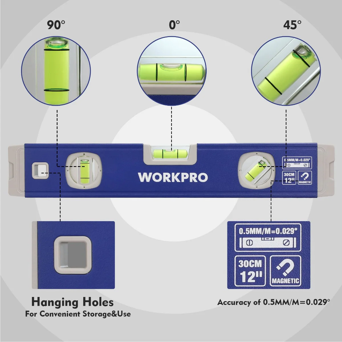 WORKPRO 3-Piece Spirit Level Set (12", 20", 40") - Image 5