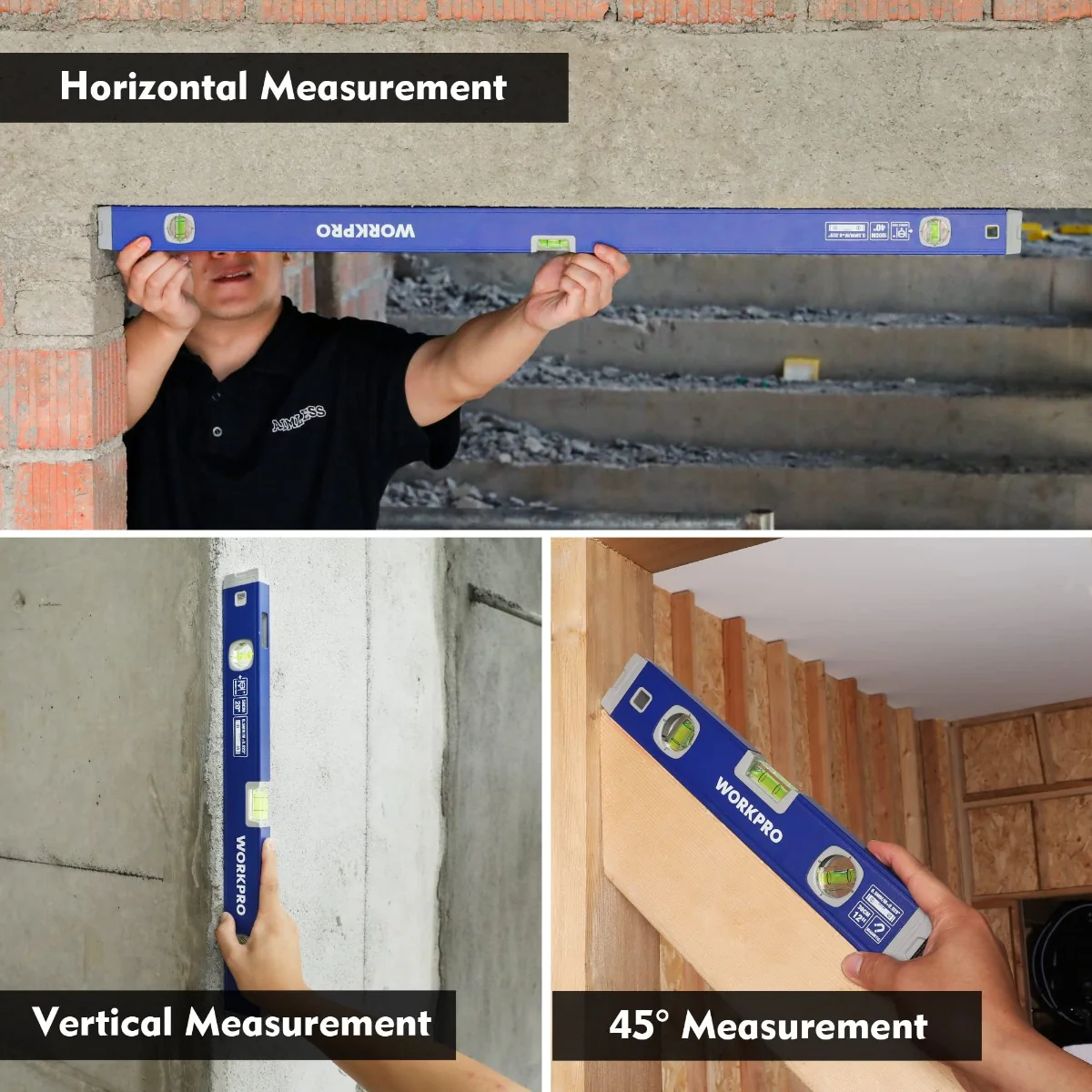 WORKPRO 3-Piece Spirit Level Set (12", 20", 40") - Image 7