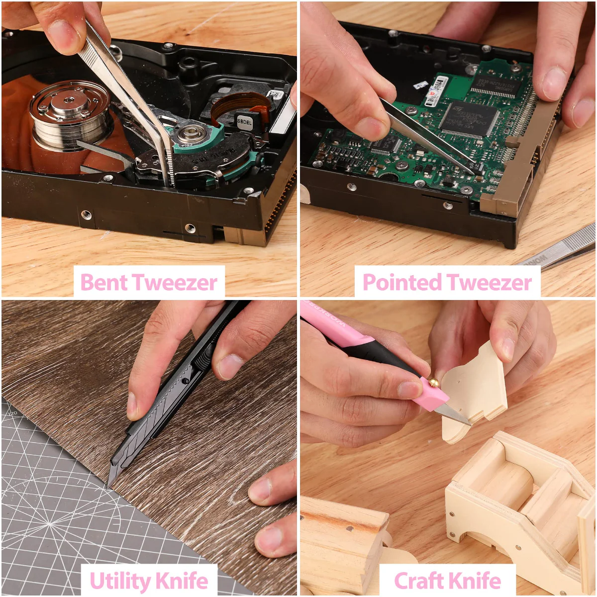 WORKPRO 33 Pcs Precision Repair Tool Set Includes Pliers Set - Pink Ribbon - Image 11