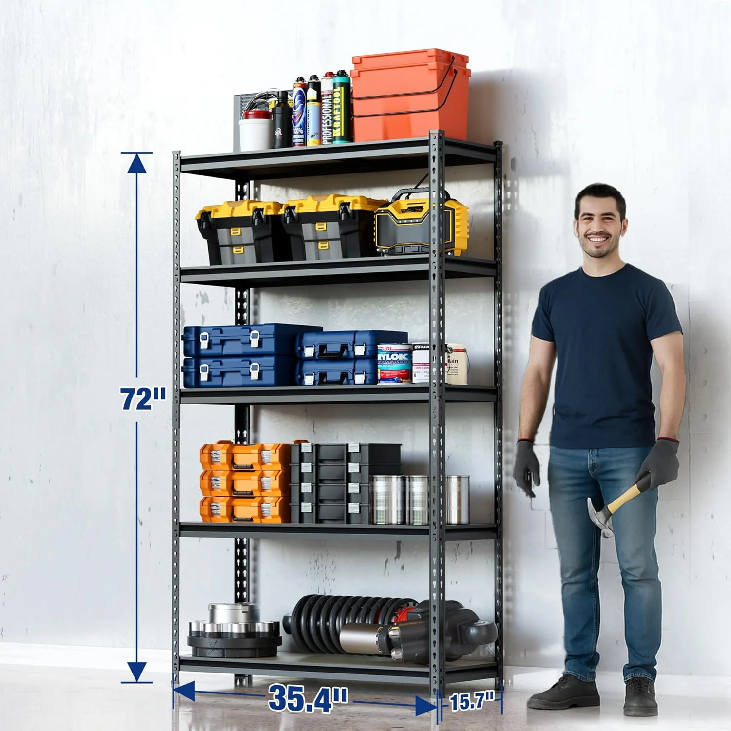 WORKPRO 5-Tier Adjustable Metal Shelving Unit-Black - Image 10