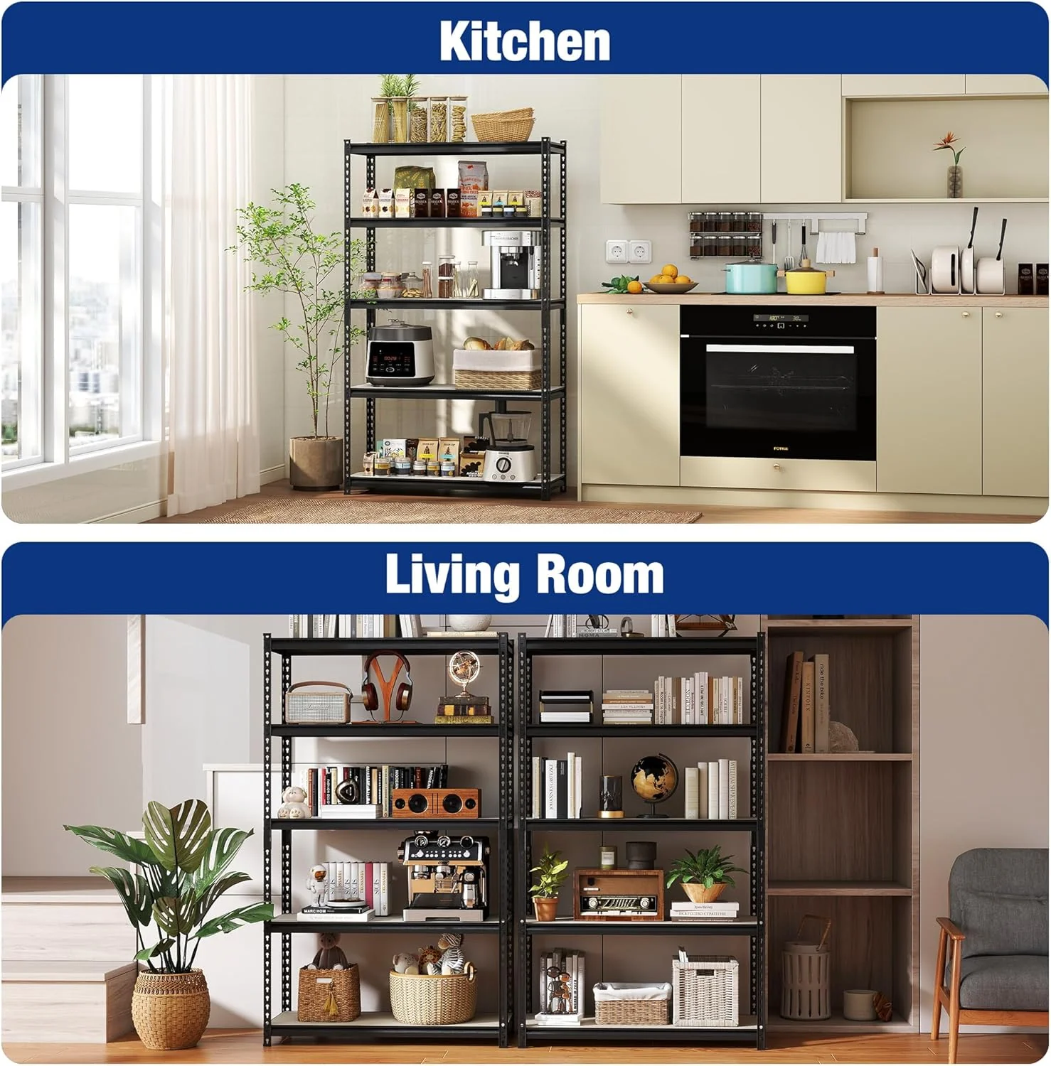 WORKPRO 5-Tier Adjustable Metal Shelving Unit-Black - Image 16
