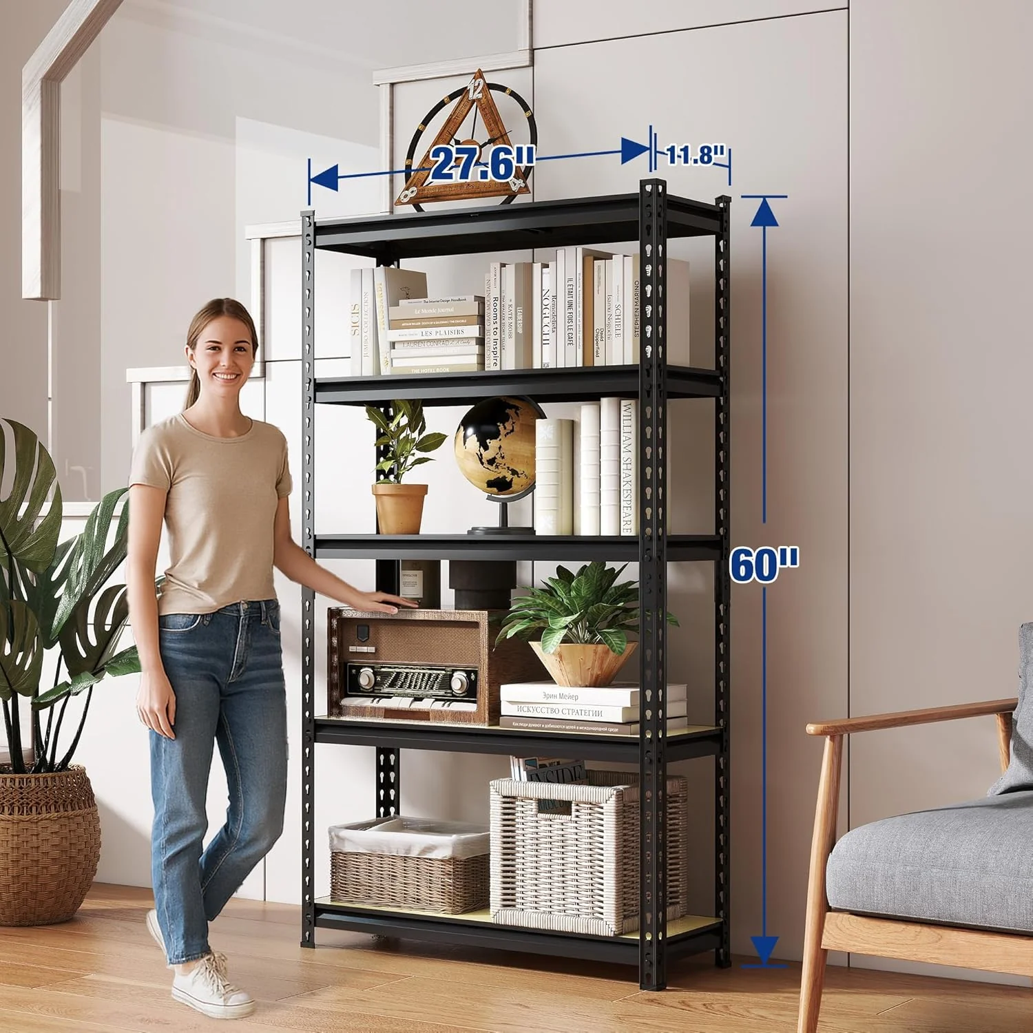 WORKPRO 5-Tier Adjustable Metal Shelving Unit-Black - Image 18