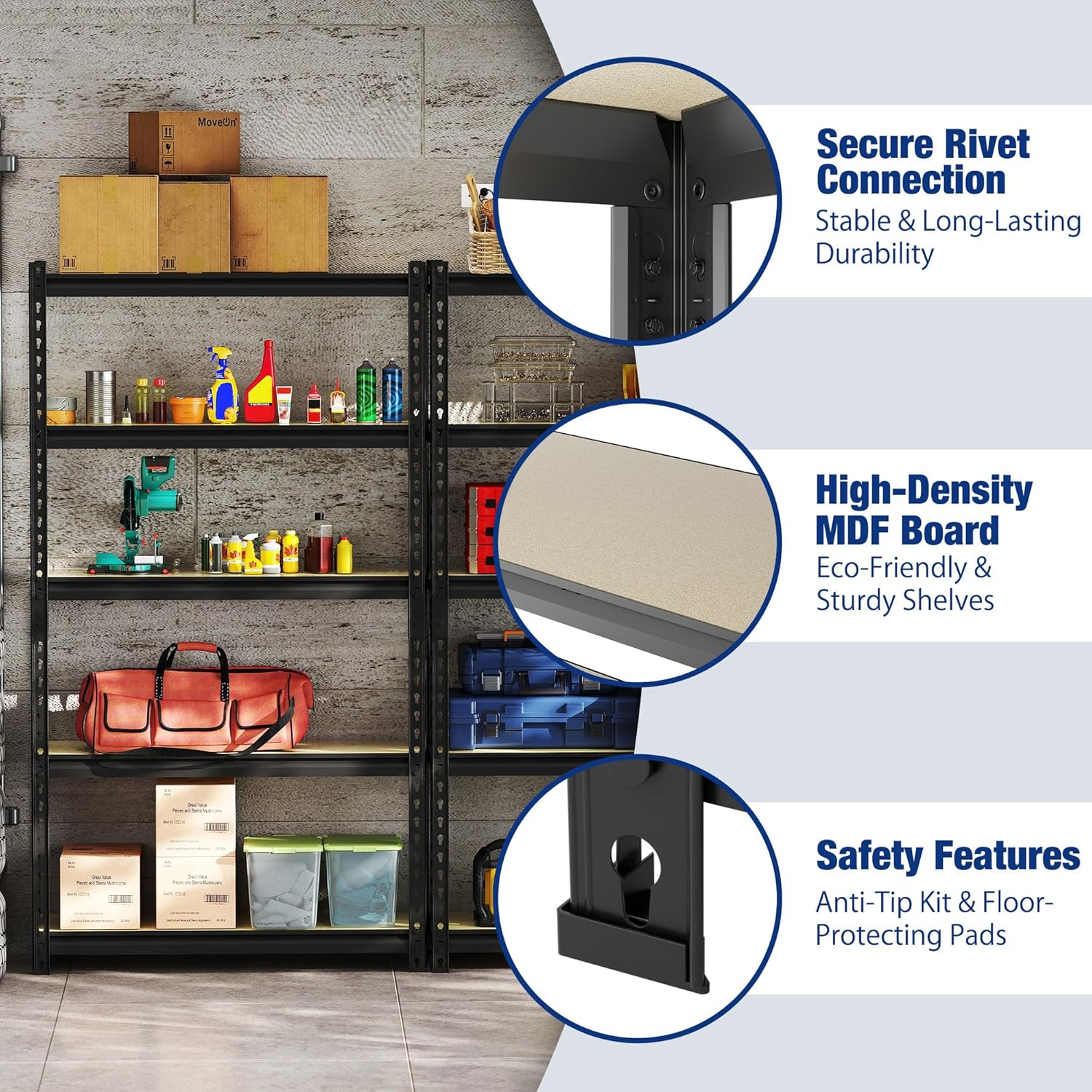 WORKPRO 5-Tier Adjustable Metal Shelving Unit-Black - Image 20