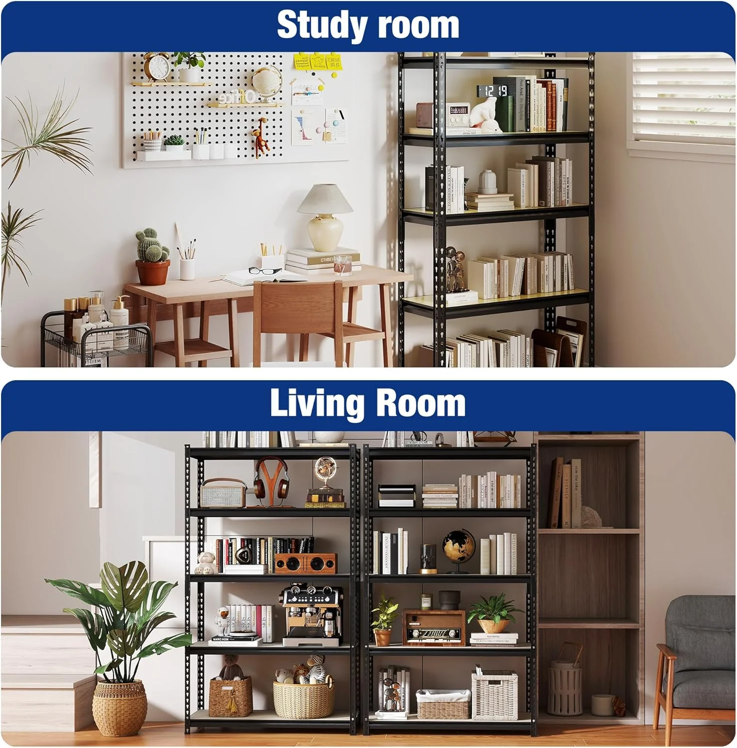 WORKPRO 5-Tier Adjustable Metal Shelving Unit-Black - Image 24