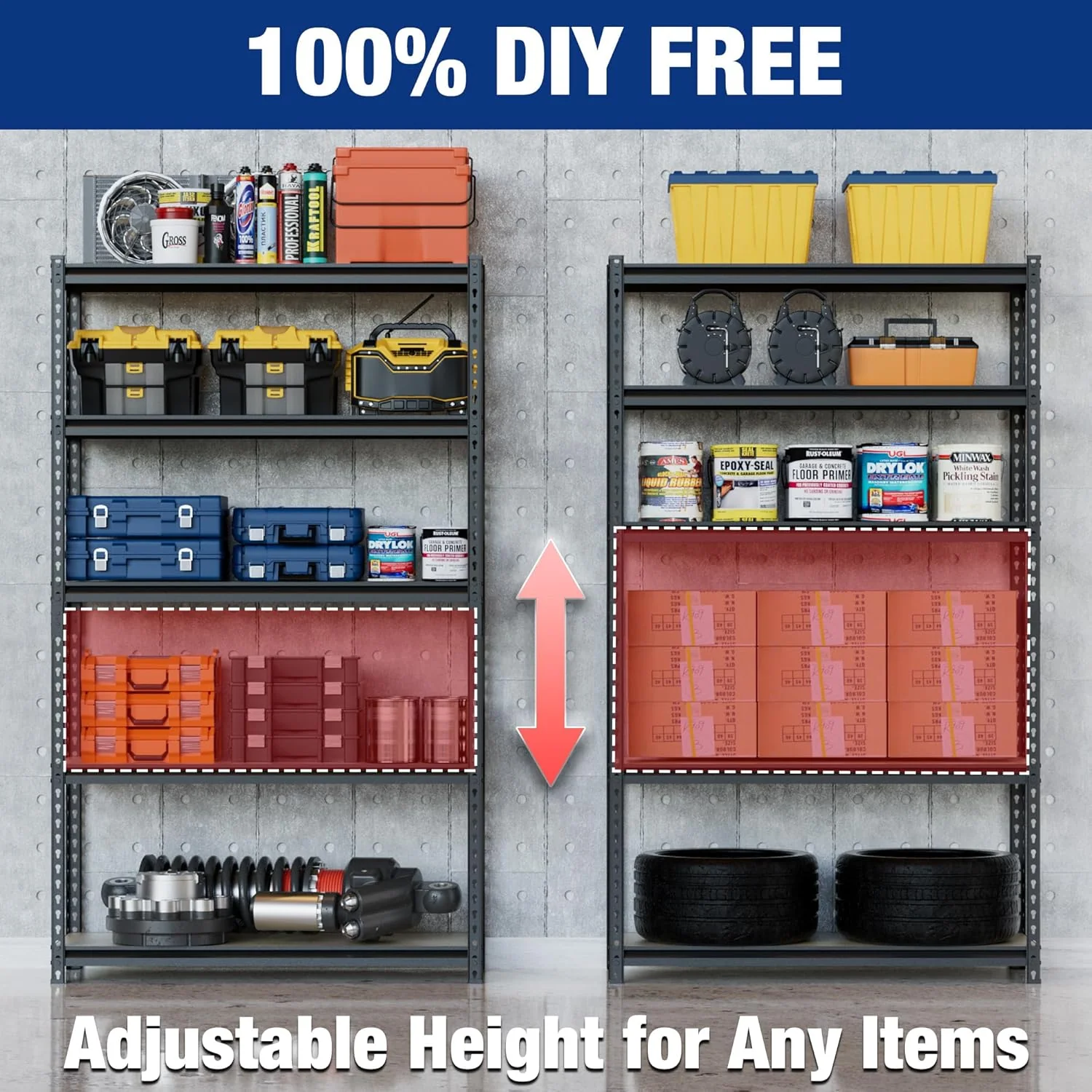 WORKPRO 5-Tier Adjustable Metal Shelving Unit-Black - Image 5
