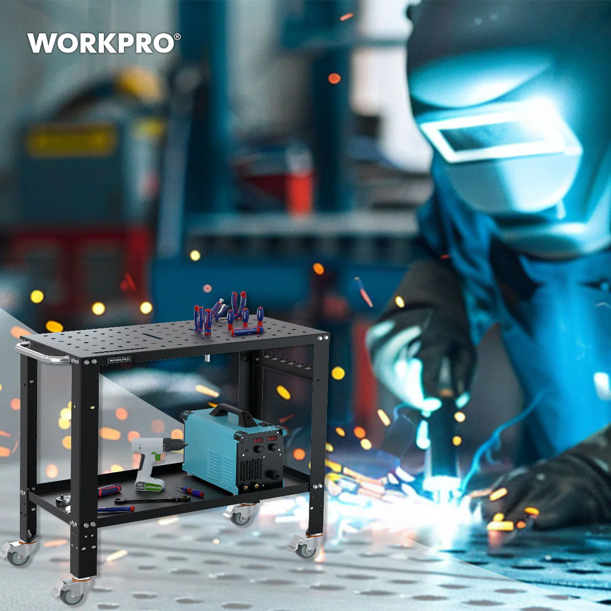 WORKPRO 36”×18” Portable Welding Table, 1200 lbs Load Capacity, Nitriding Tabletop - Image 8