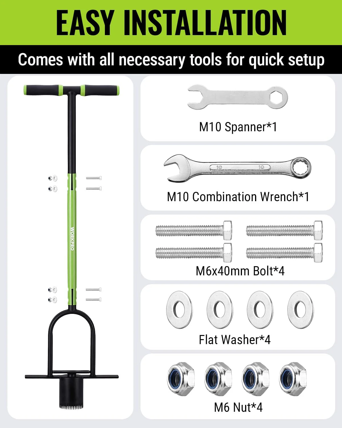 WORKPRO 36" Bulb Planter Tool, Long Handle Sod Plugger, Grass Plugger Tool with Serrated Base, Dual Pedals, Garden Tool for Planting, Transplanting, Weeding, Digging Holes for Tulips, Daffodils - Image 6