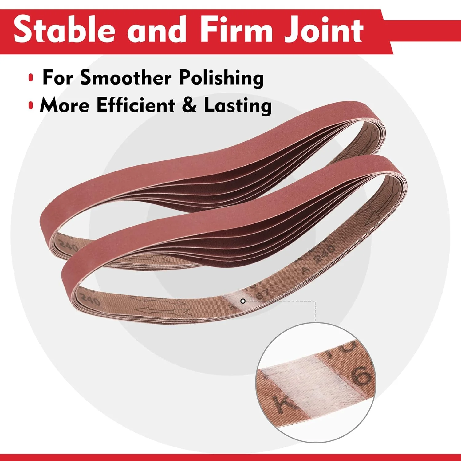 WORKPRO 36 Pack 1 x 30 Inch Sanding Belts, Sandpaper Kit, Aluminum Oxide Abrasive Belts, 6 PCS Each of 60/80/120/180/240/400 Grit, Belt Sander Tools for Woodworking, Metal Polishing, Knife Sharpening - Image 4