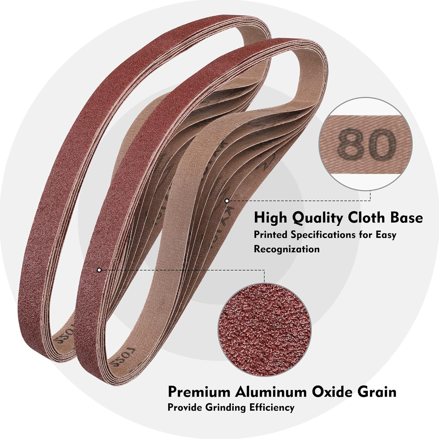 WORKPRO 36 Pack 1 x 30 Inch Sanding Belts, Sandpaper Kit, Aluminum Oxide Abrasive Belts, 6 PCS Each of 60/80/120/180/240/400 Grit, Belt Sander Tools for Woodworking, Metal Polishing, Knife Sharpening - Image 8