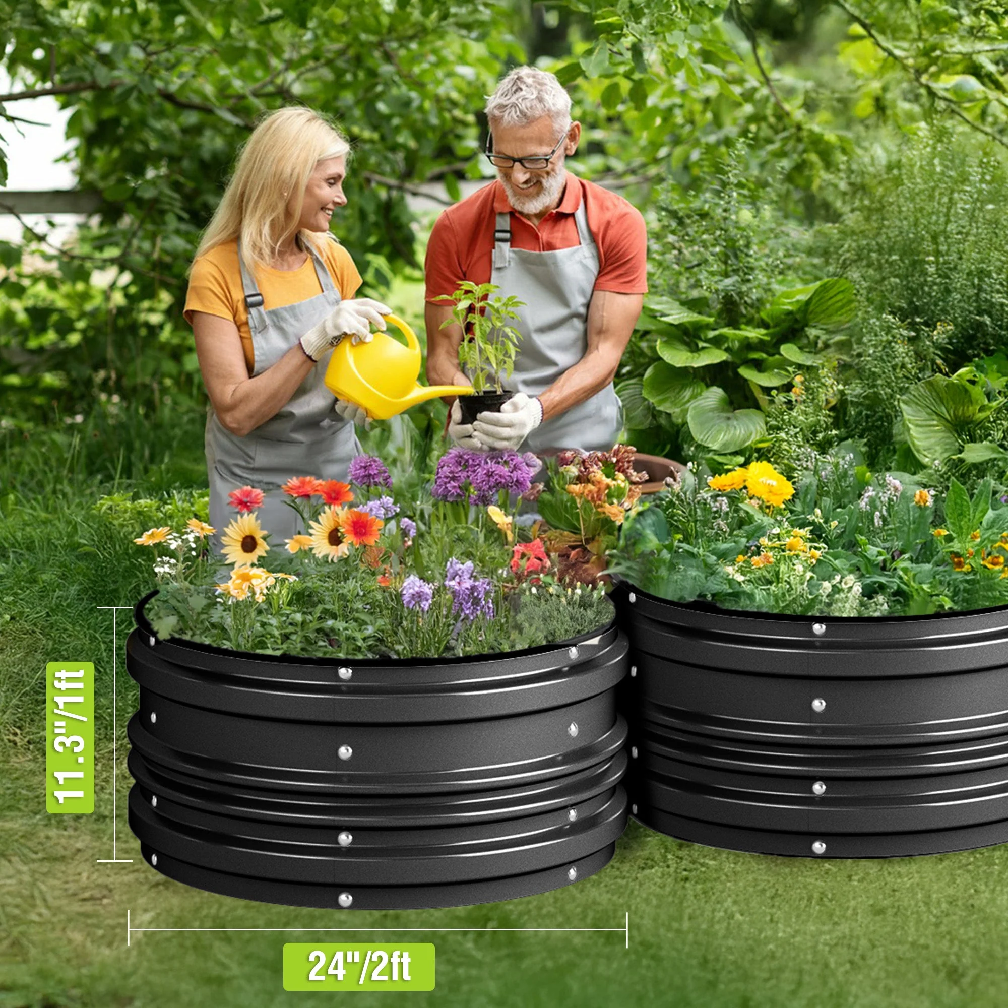 WORKPRO 3Pcs 2x2x1ft Galvanized Raised Garden Bed Set, Rust & Corrosion Protection, Easy Assembly, Safe Edge, Ideal for Vegetables & Flowers, Black - Image 8